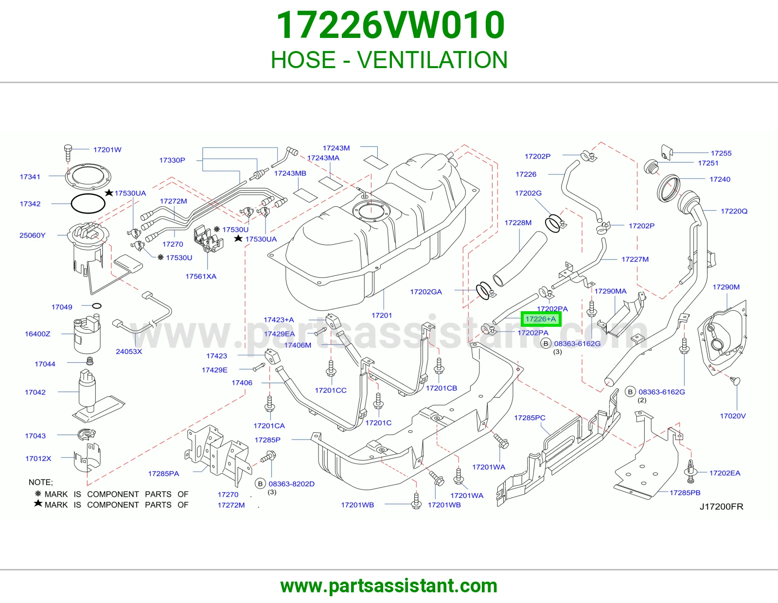 HOSE - VENTILATION 17226VW010