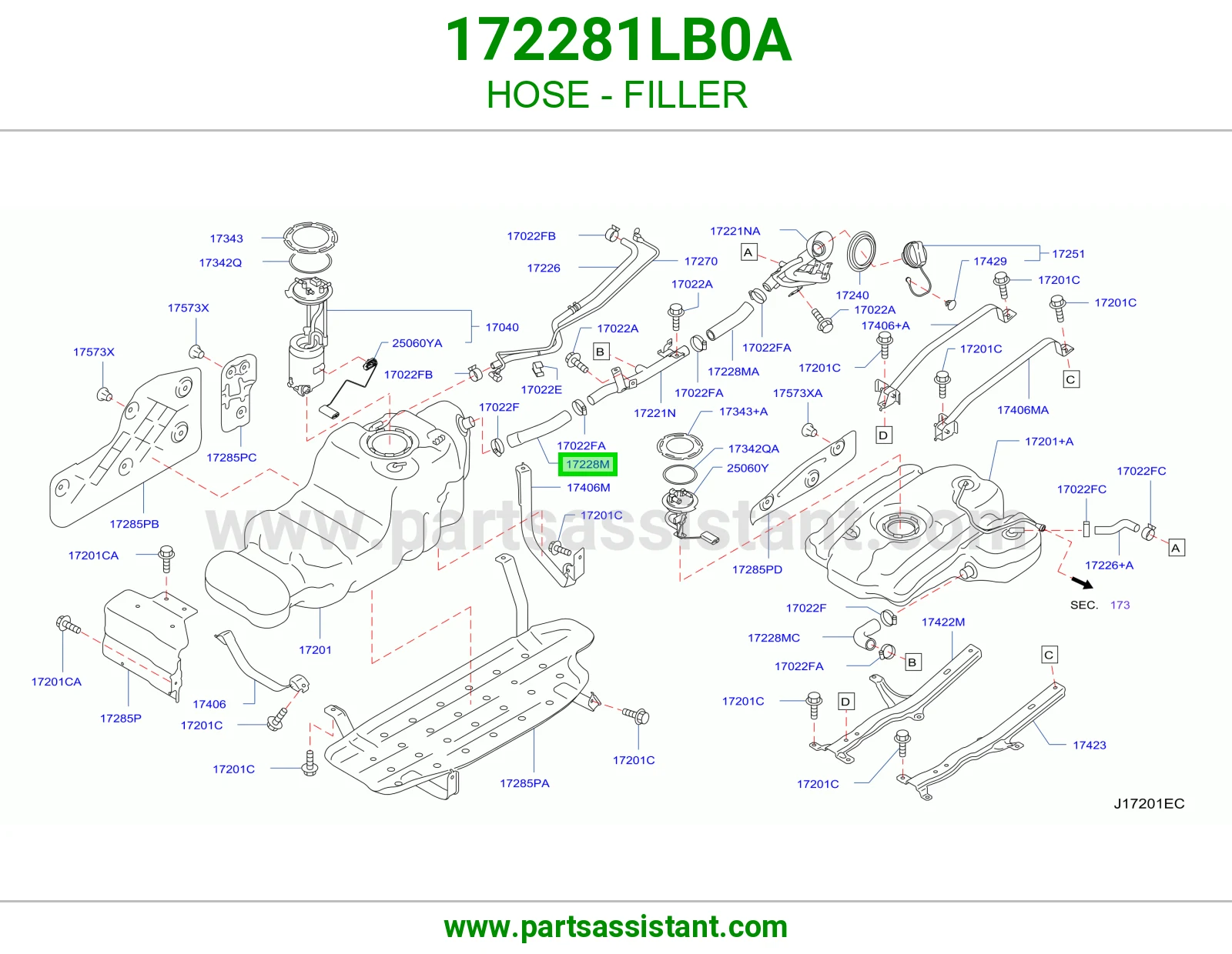 لي فتحة تعبئة 172281LB0A