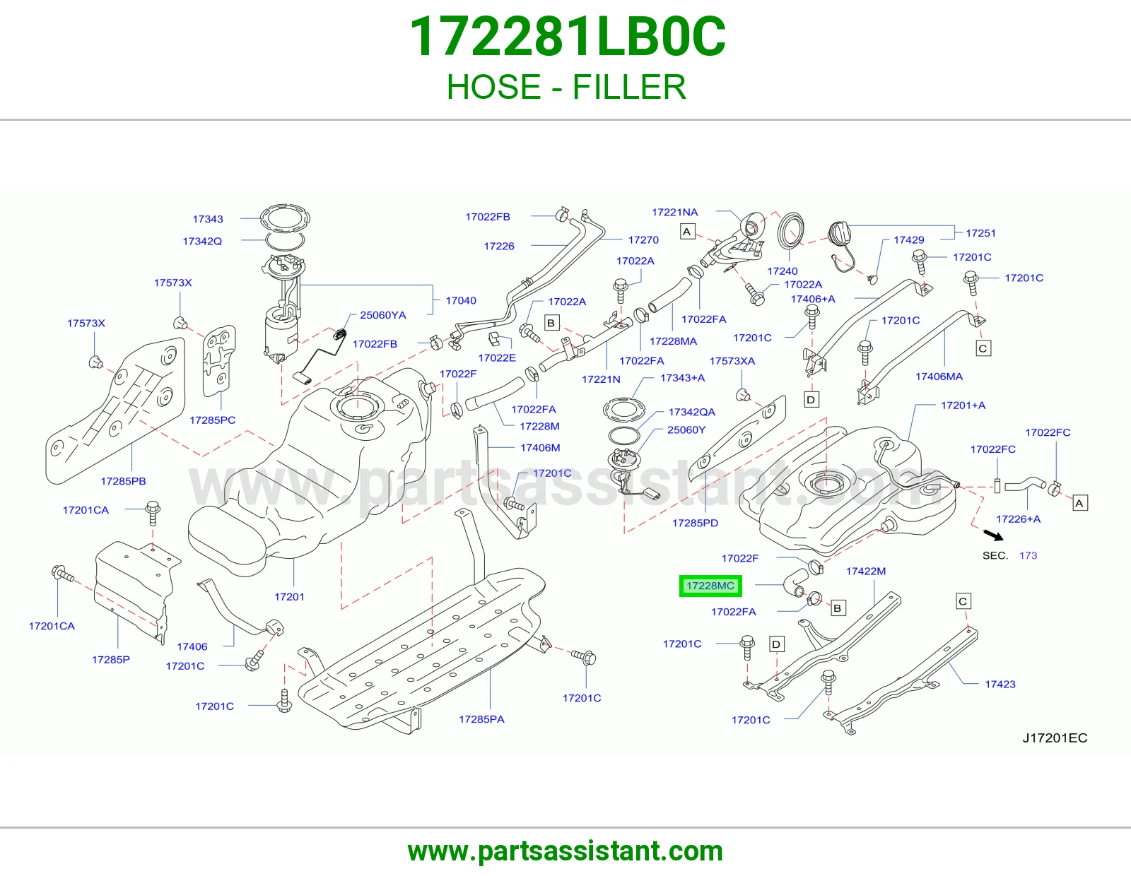 لي فتحة تعبئة 172281LB0C