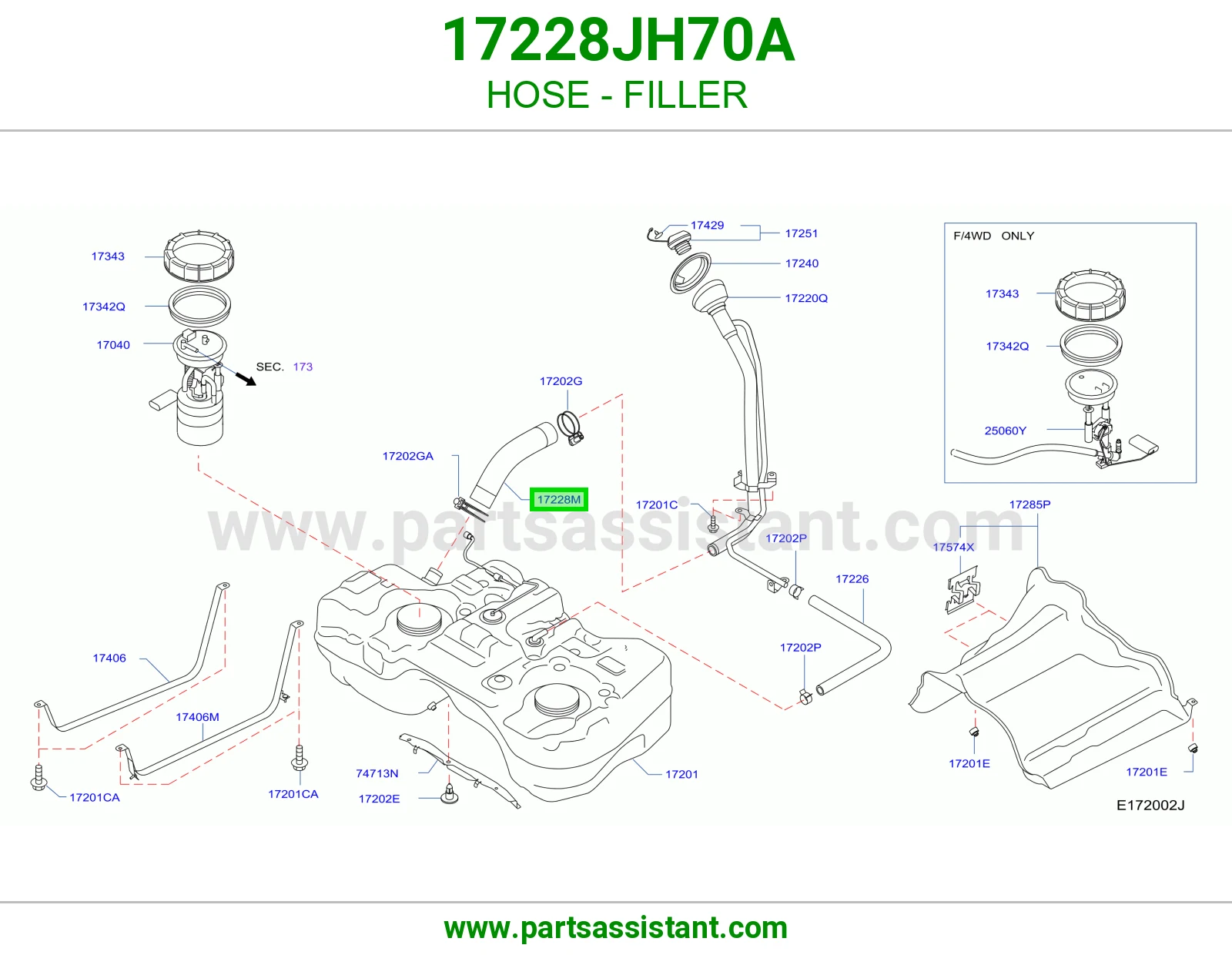لي فتحة تعبئة 17228JH70A