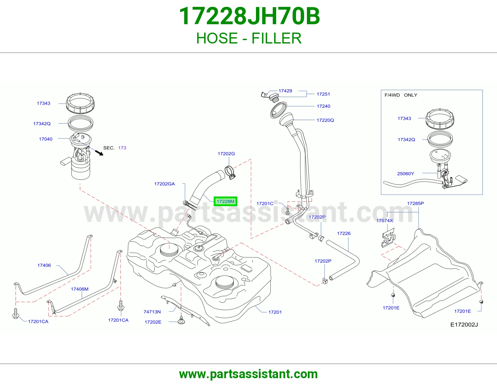 لي فتحة تعبئة 17228JH70B