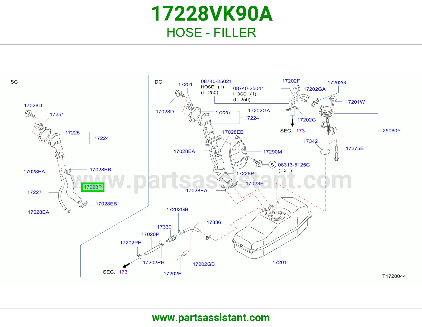 لي فتحة تعبئة 17228VK90A