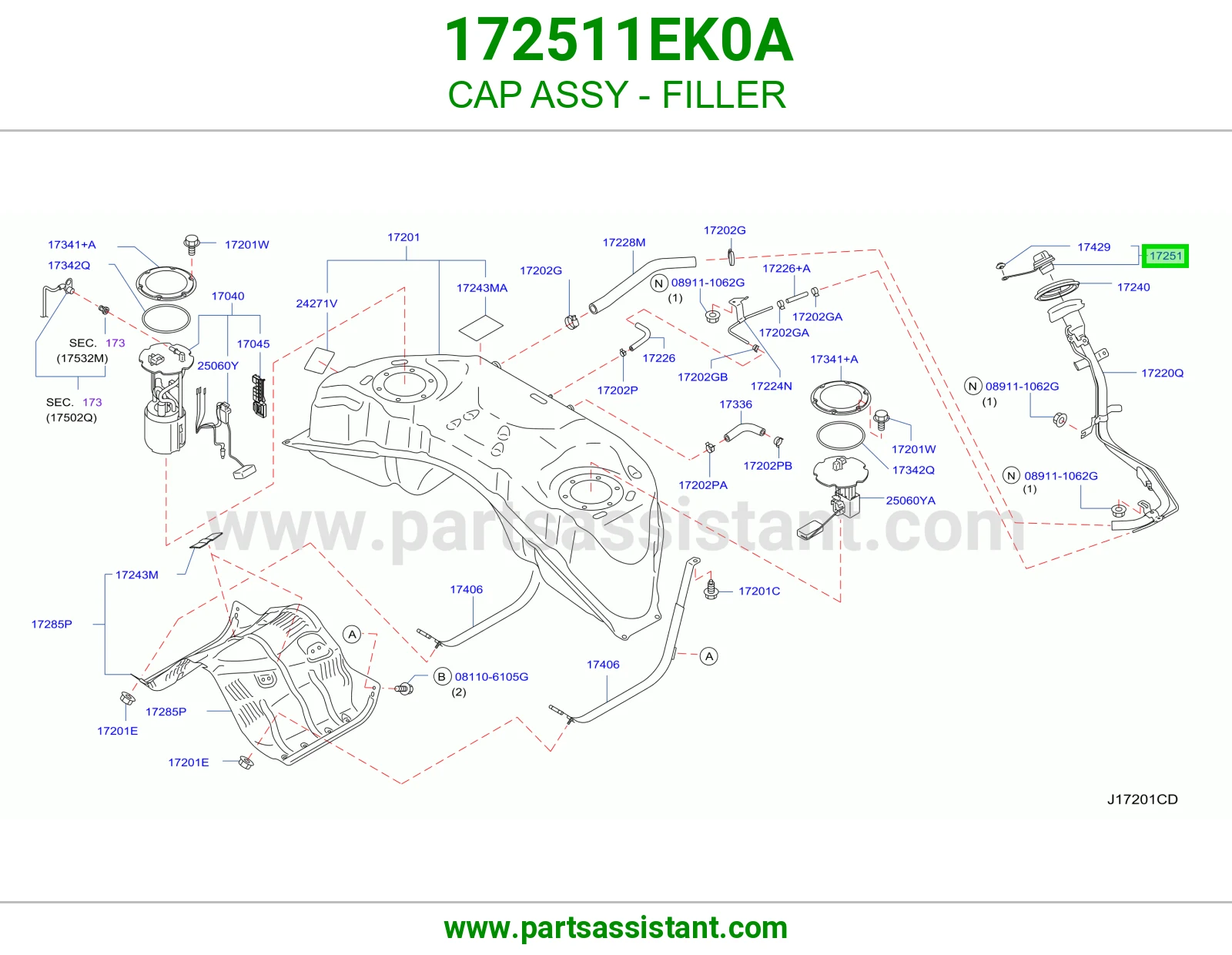 غطا تانكي بنزين 172511EK0A
