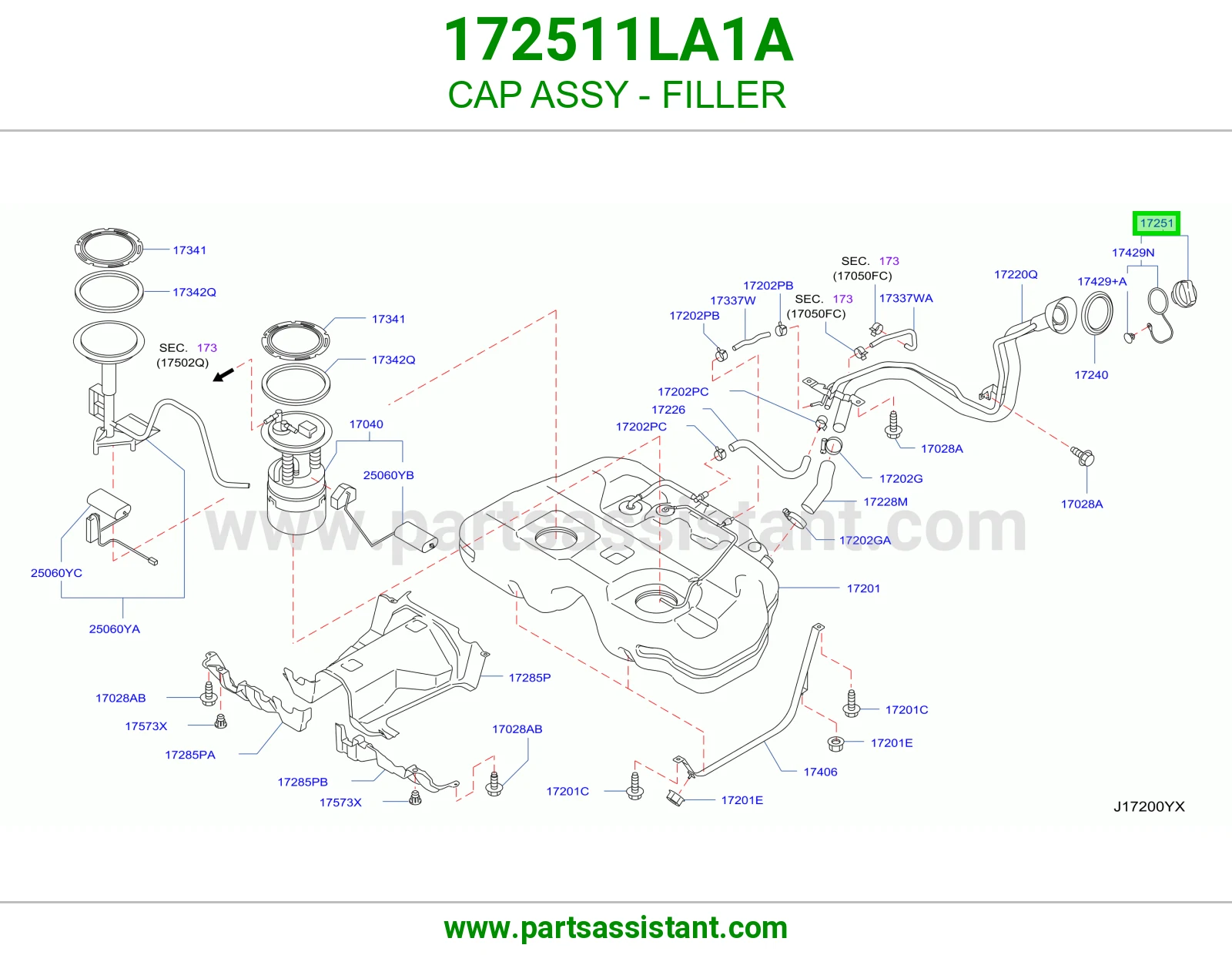 غطا تانكي بنزين 172511LA1A
