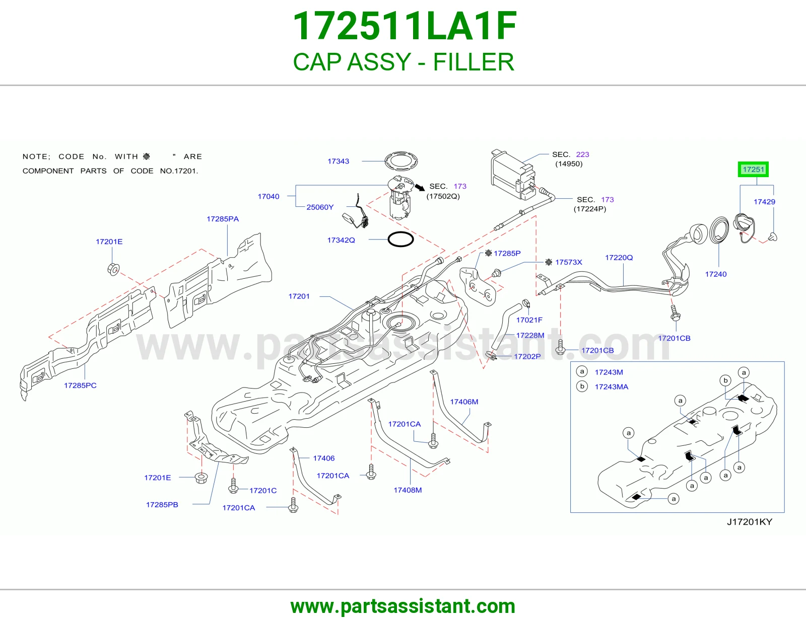 غطا تانكي بنزين 172511LA1F