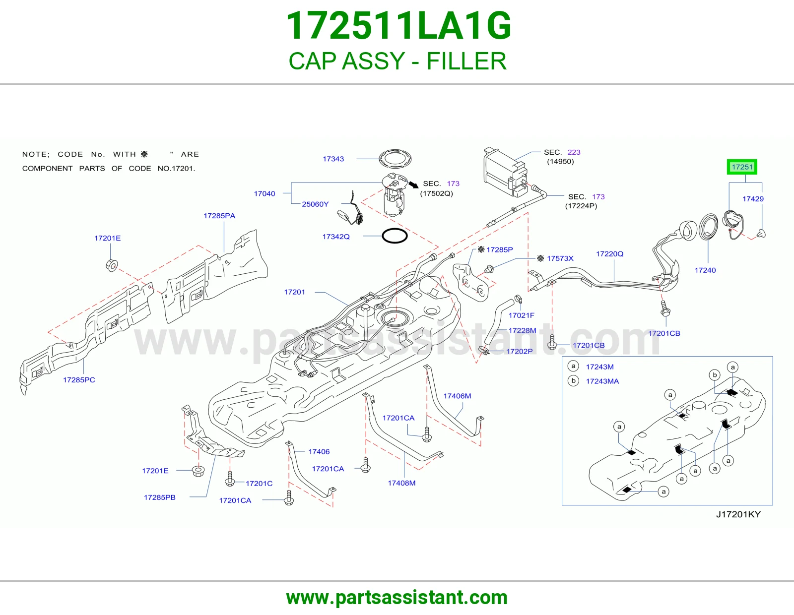 غطا تانكي بنزين 172511LA1G