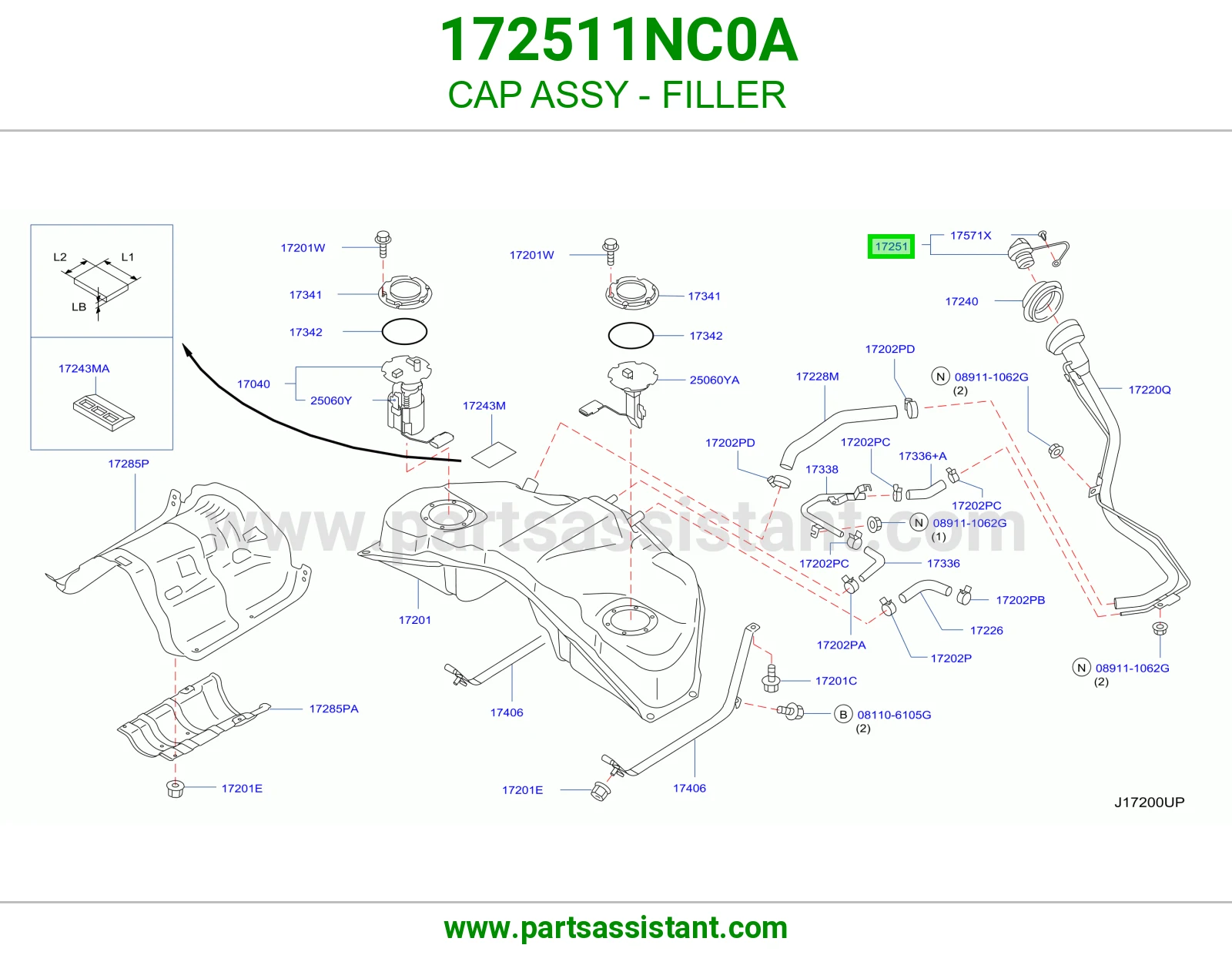 غطا تانكي بنزين 172511NC0A