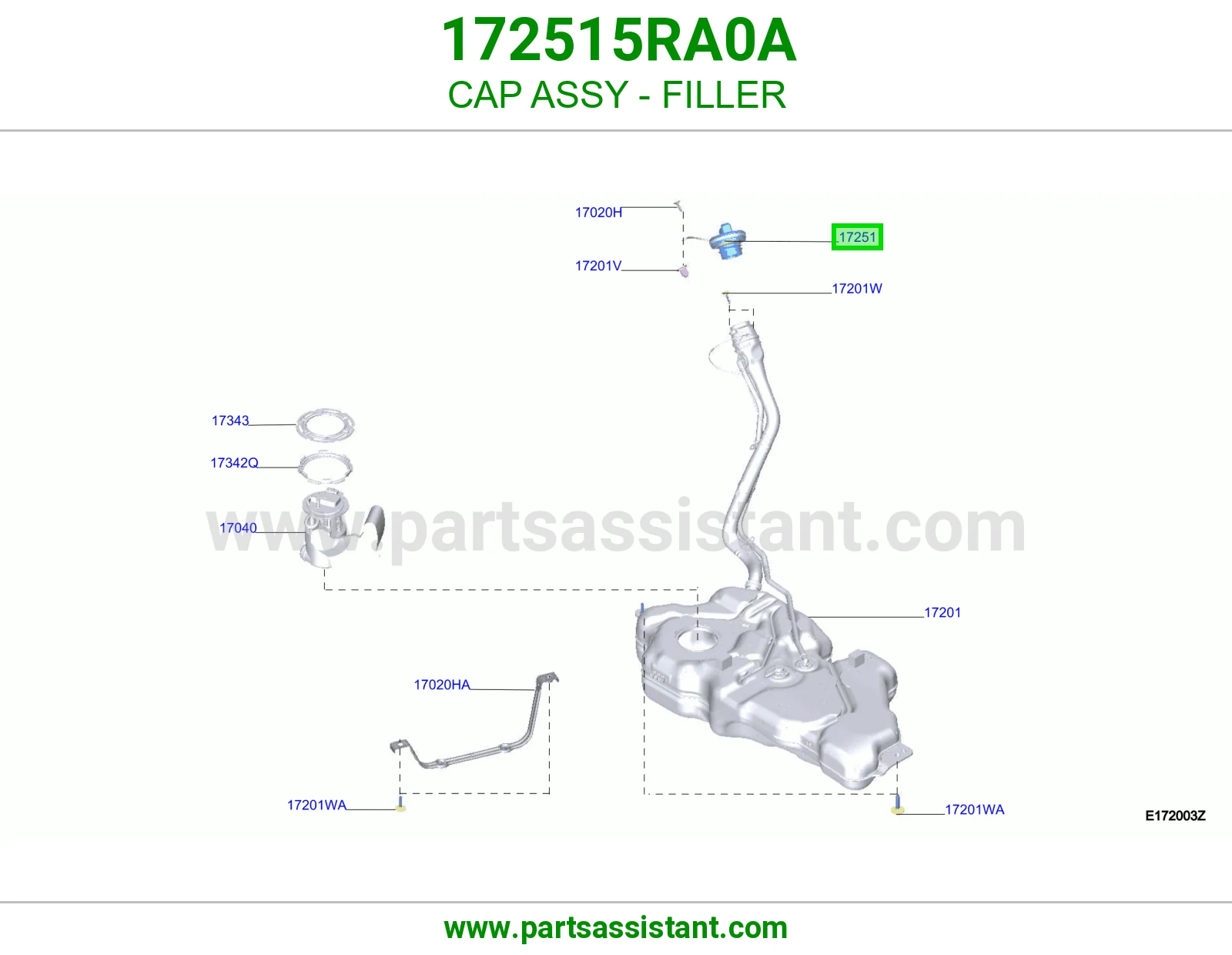 غطا تانكي بنزين 172515RA0A