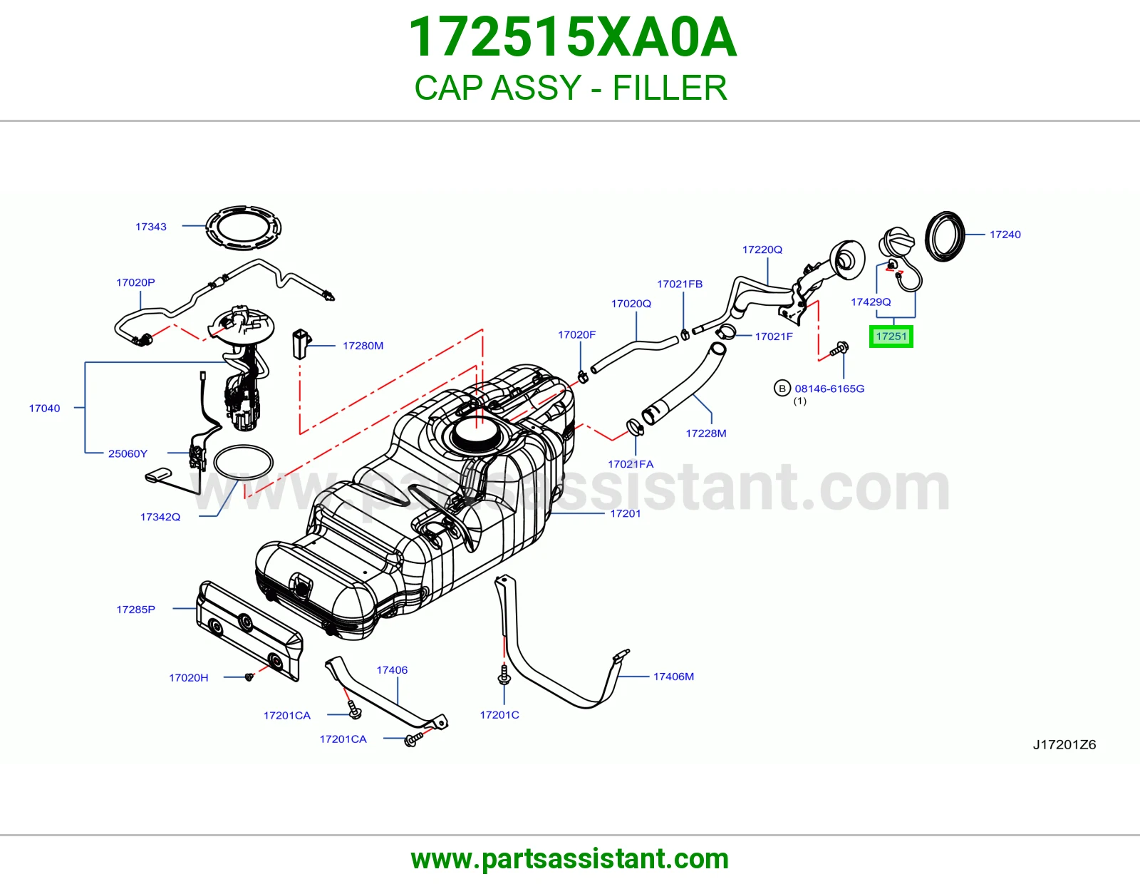غطا تانكي بنزين 172515XA0A