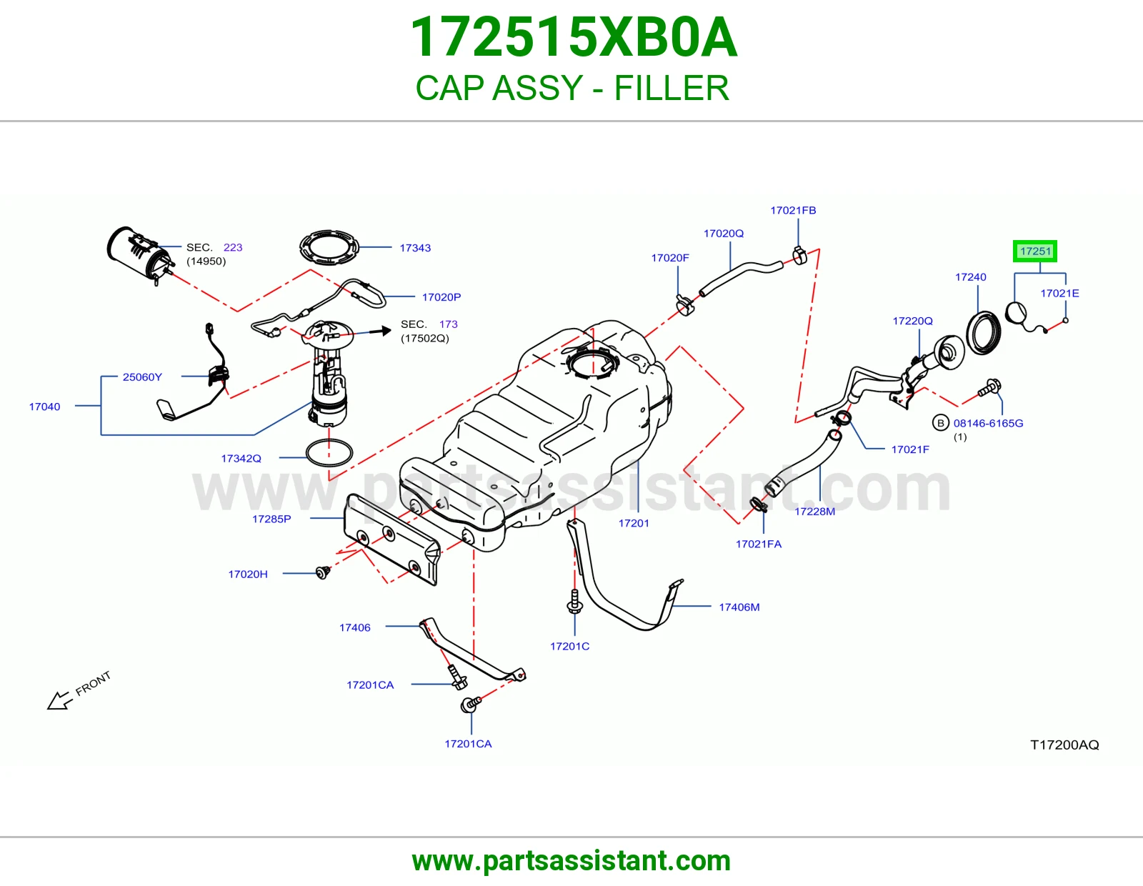 غطا تانكي بنزين 172515XB0A