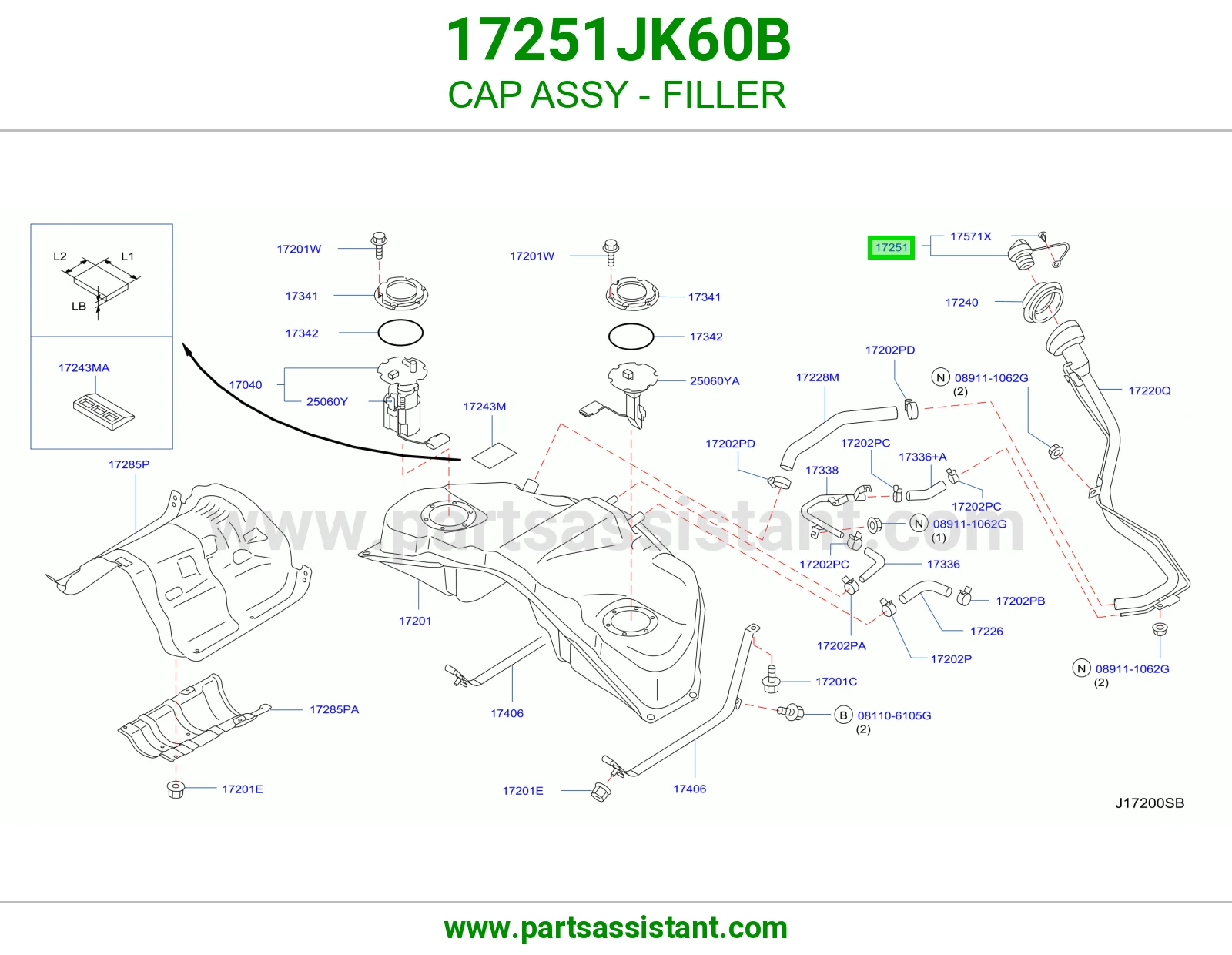 غطا تانكي بنزين 17251JK60B