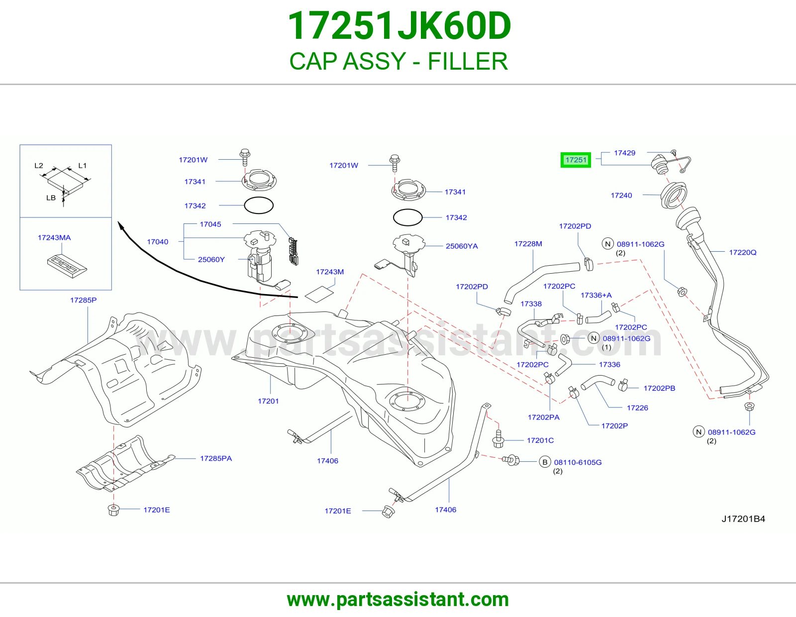 غطا تانكي بنزين 17251JK60D