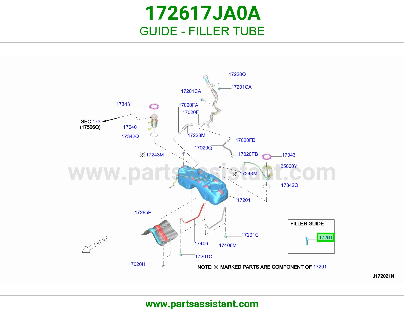 مجرى رقبة تانكي بنزين 172617JA0A