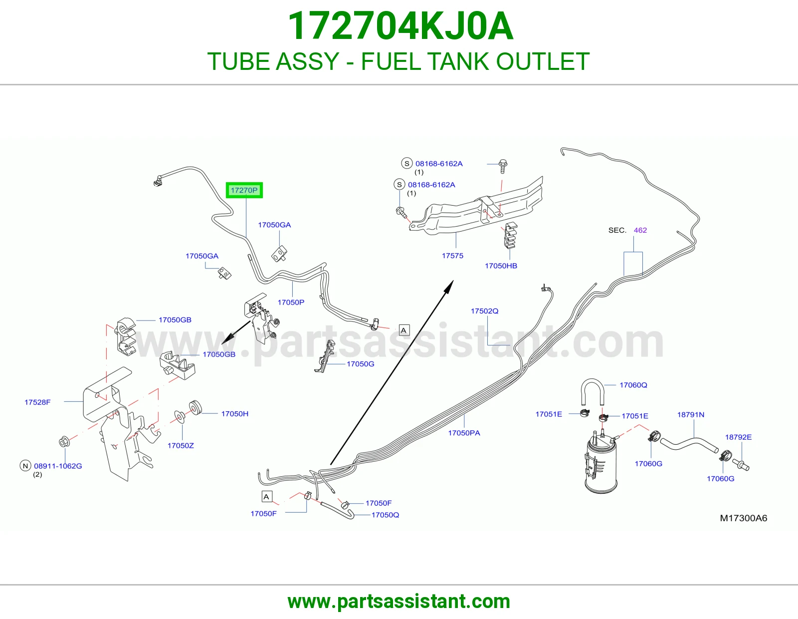ماسورة مخرج تانكي بنزين كاملة 172704KJ0A
