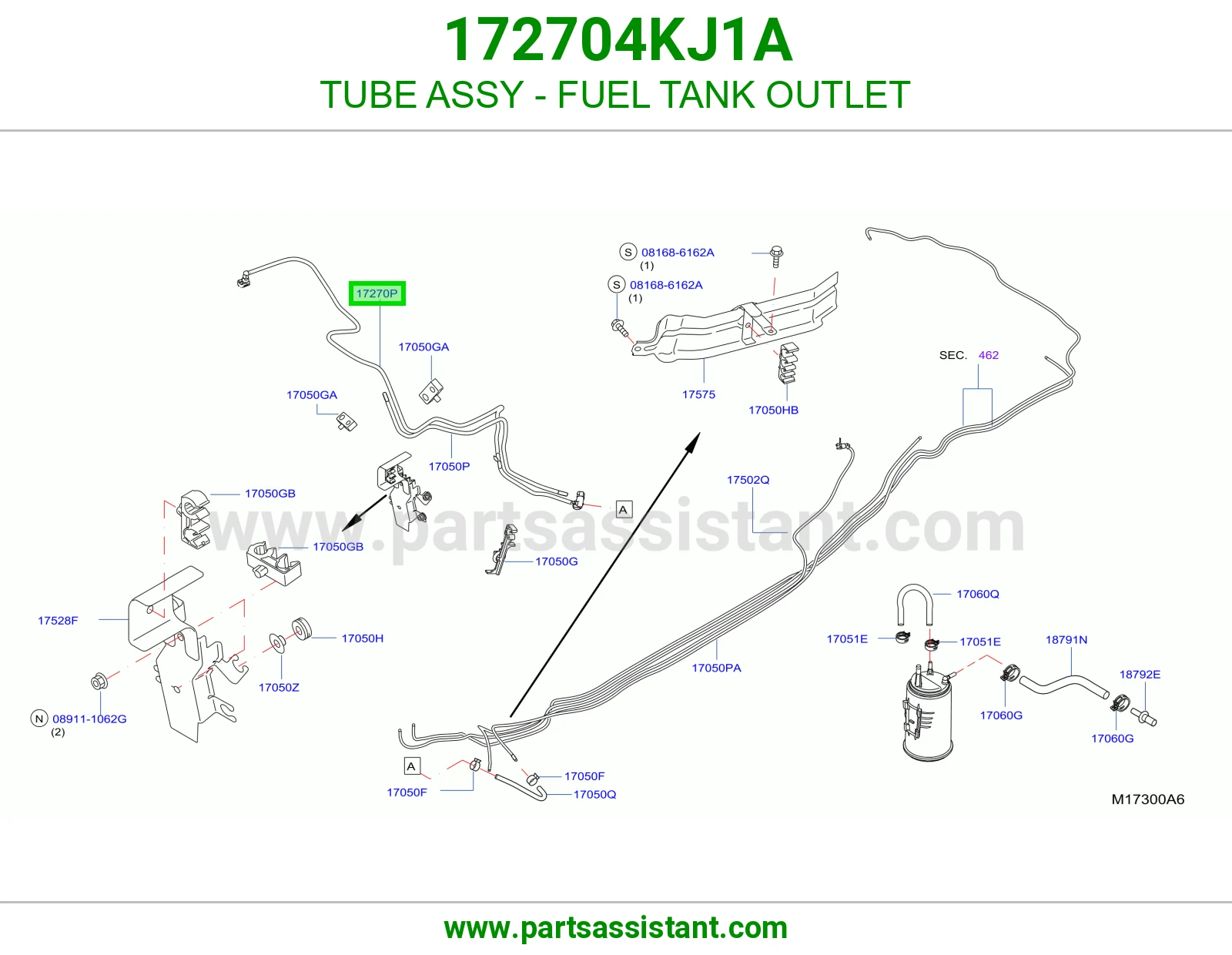 ماسورة مخرج تانكي بنزين كاملة 172704KJ1A