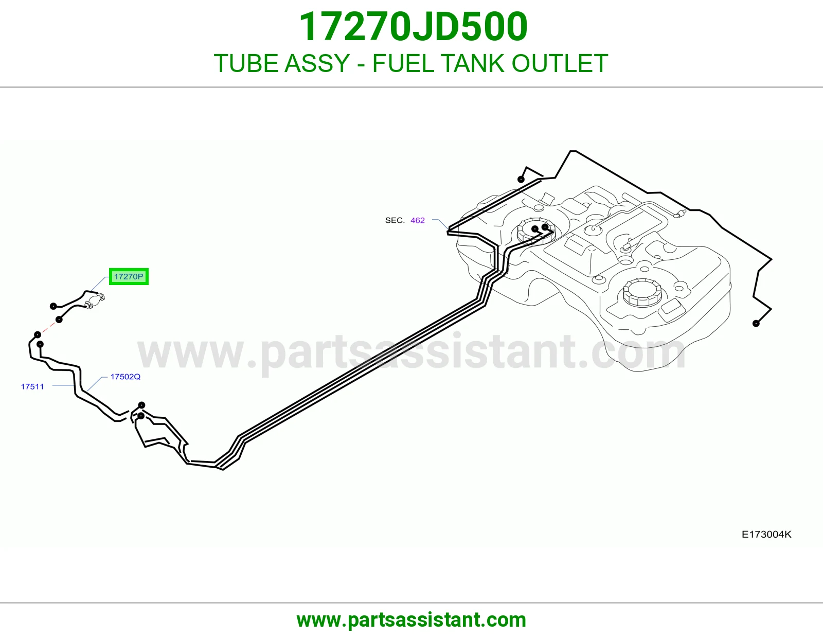 ماسورة مخرج تانكي بنزين كاملة 17270JD500