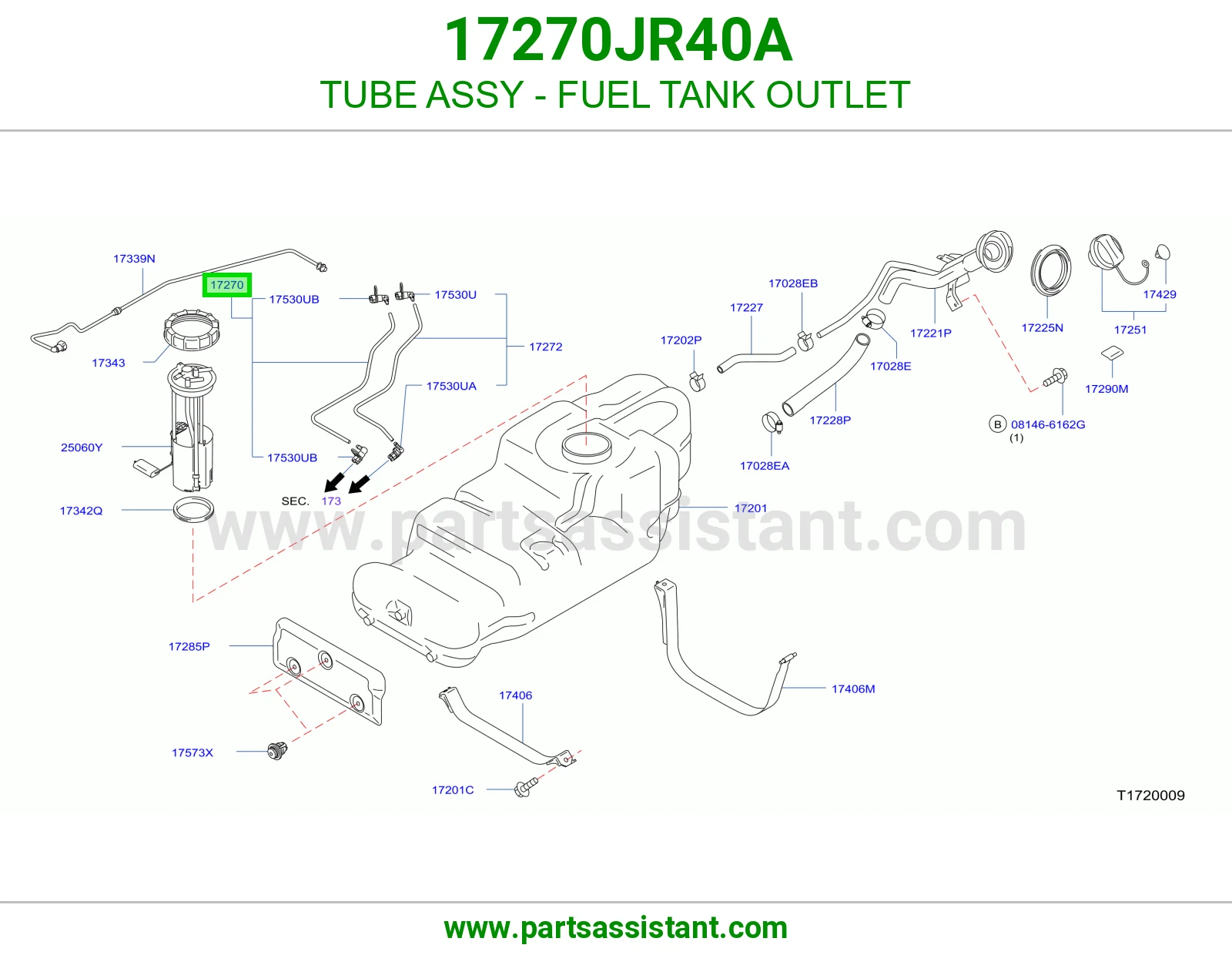 ماسورة مخرج تانكي بنزين كاملة 17270JR40A