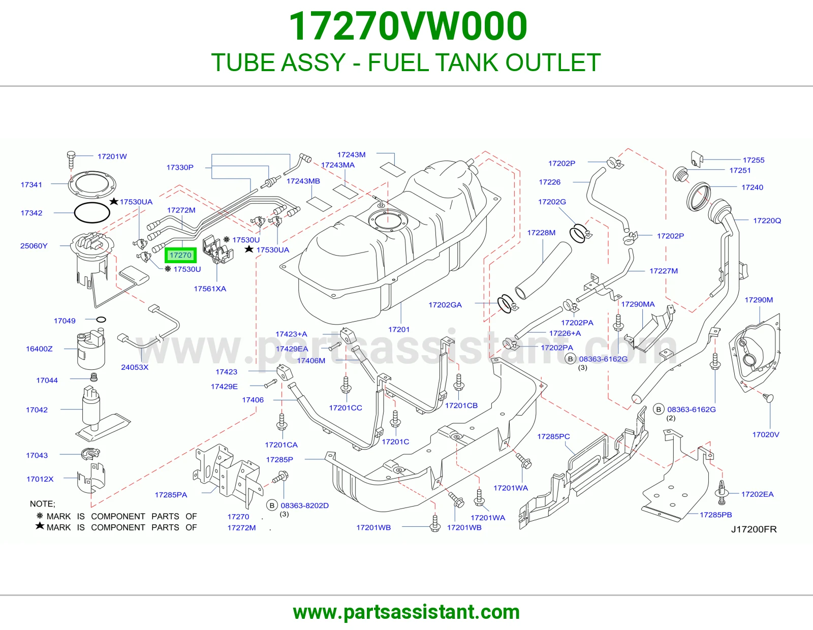 أنبوب كامل خزان وقود مخرج 17270VW000