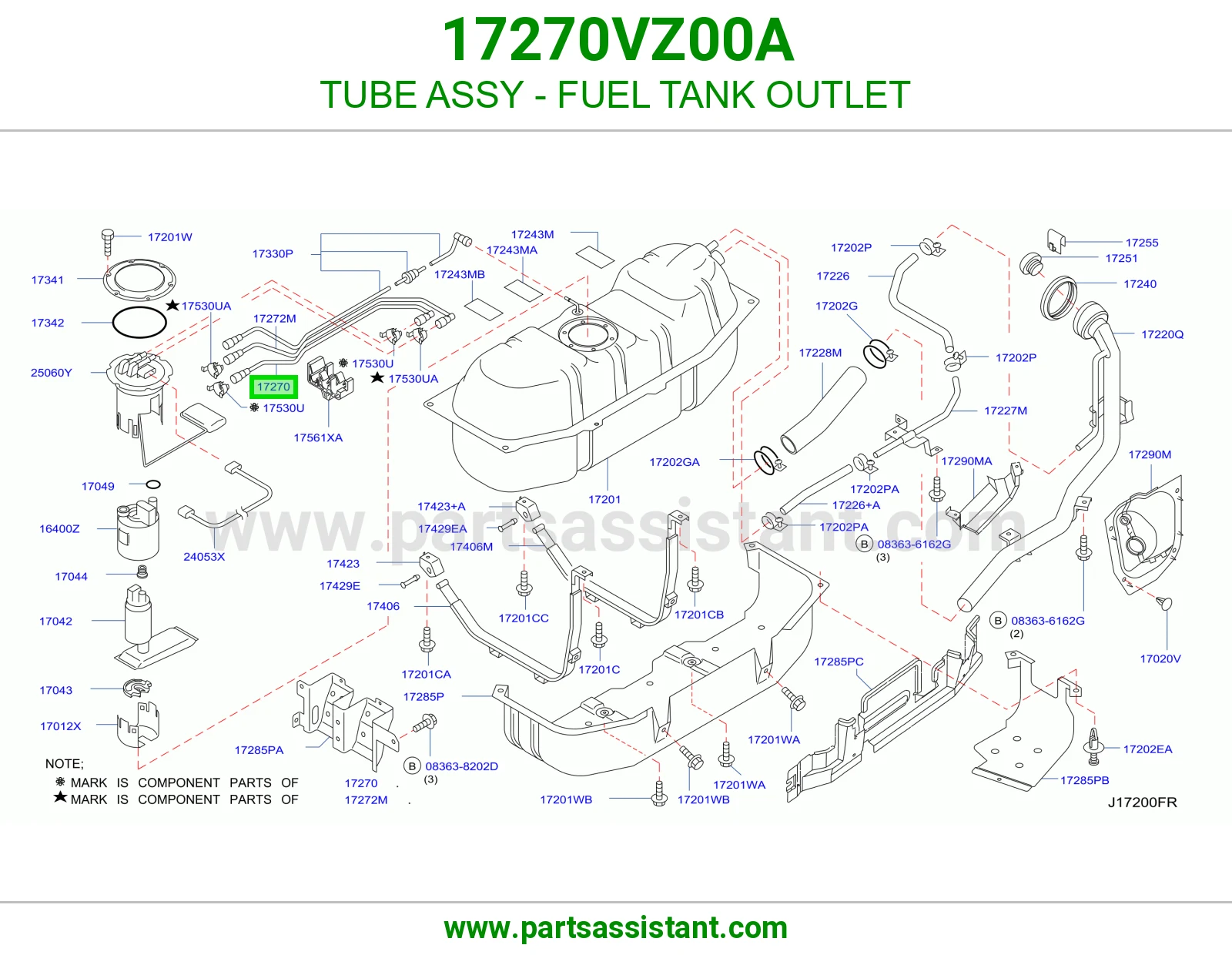 ماسورة مخرج تانكي بنزين كاملة 17270VZ00A