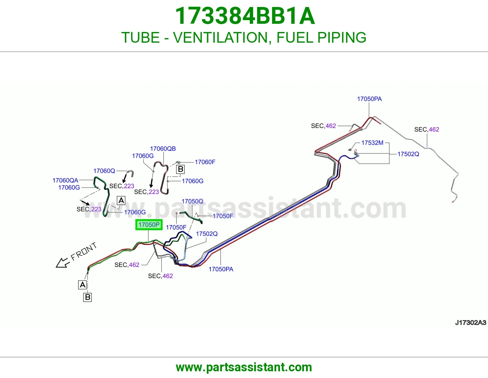 ماسورة تهوية مواسير البنزين 173384BB1A
