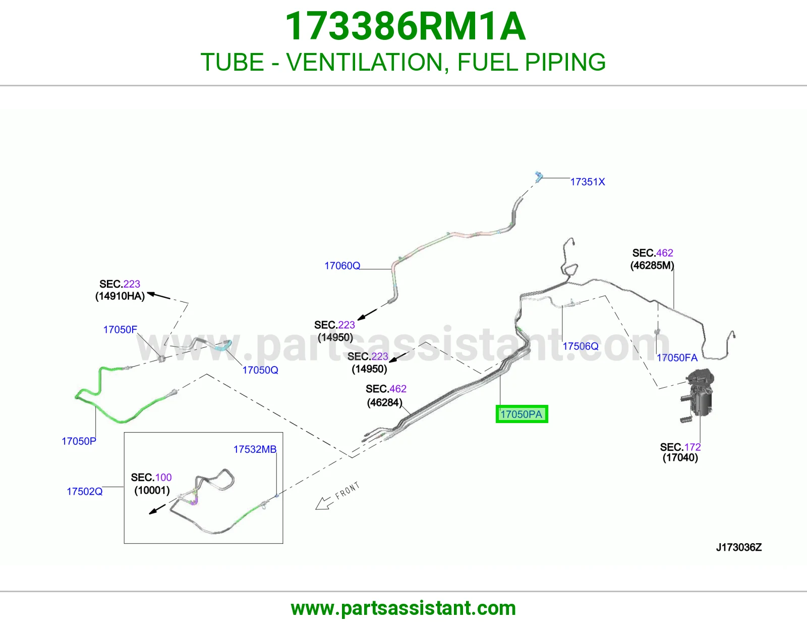ماسورة تهوية مواسير البنزين 173386RM1A
