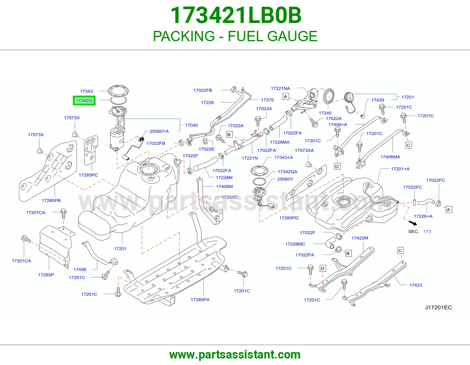 جلدة عداد بنزين 173421LB0B