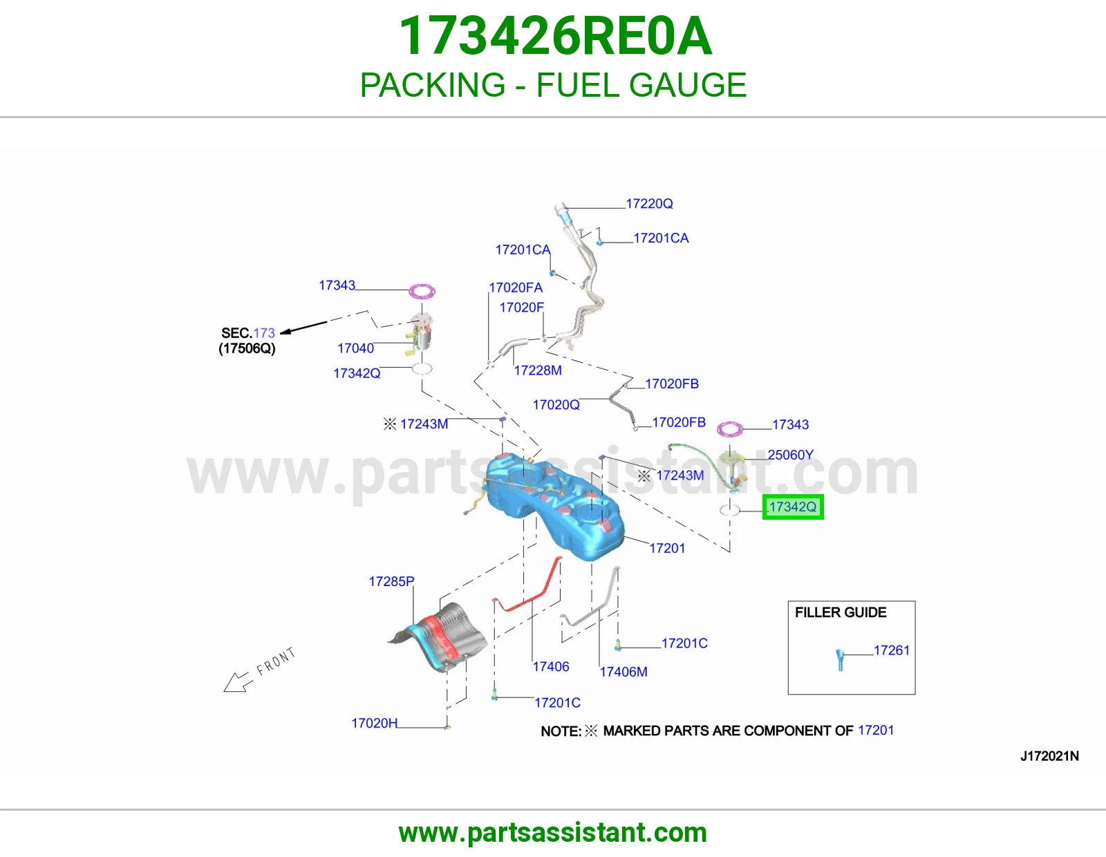 جلدة عداد بنزين 173426RE0A