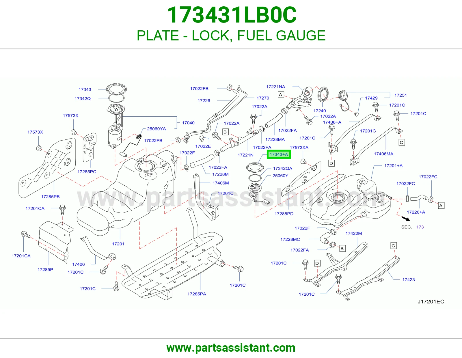 صاجة قفل عداد بنزين 173431LB0C