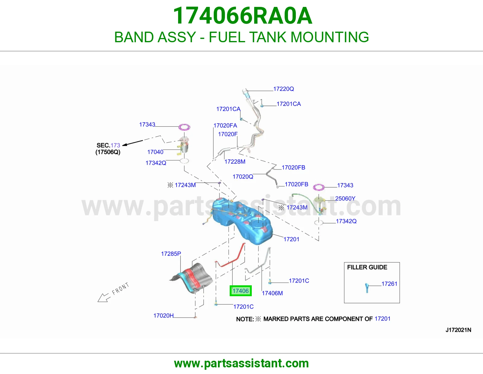 رباط قاعدة تانكي بنزين كامل 174066RA0A