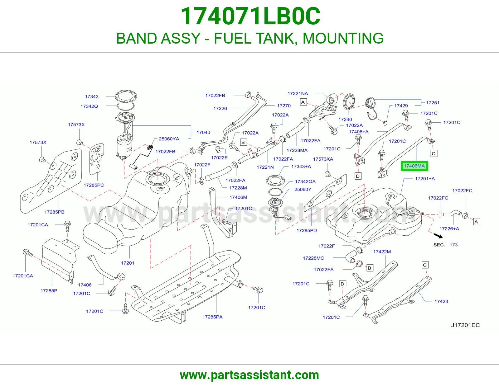 رباط تانكي بنزين كرسي كامل 174071LB0C