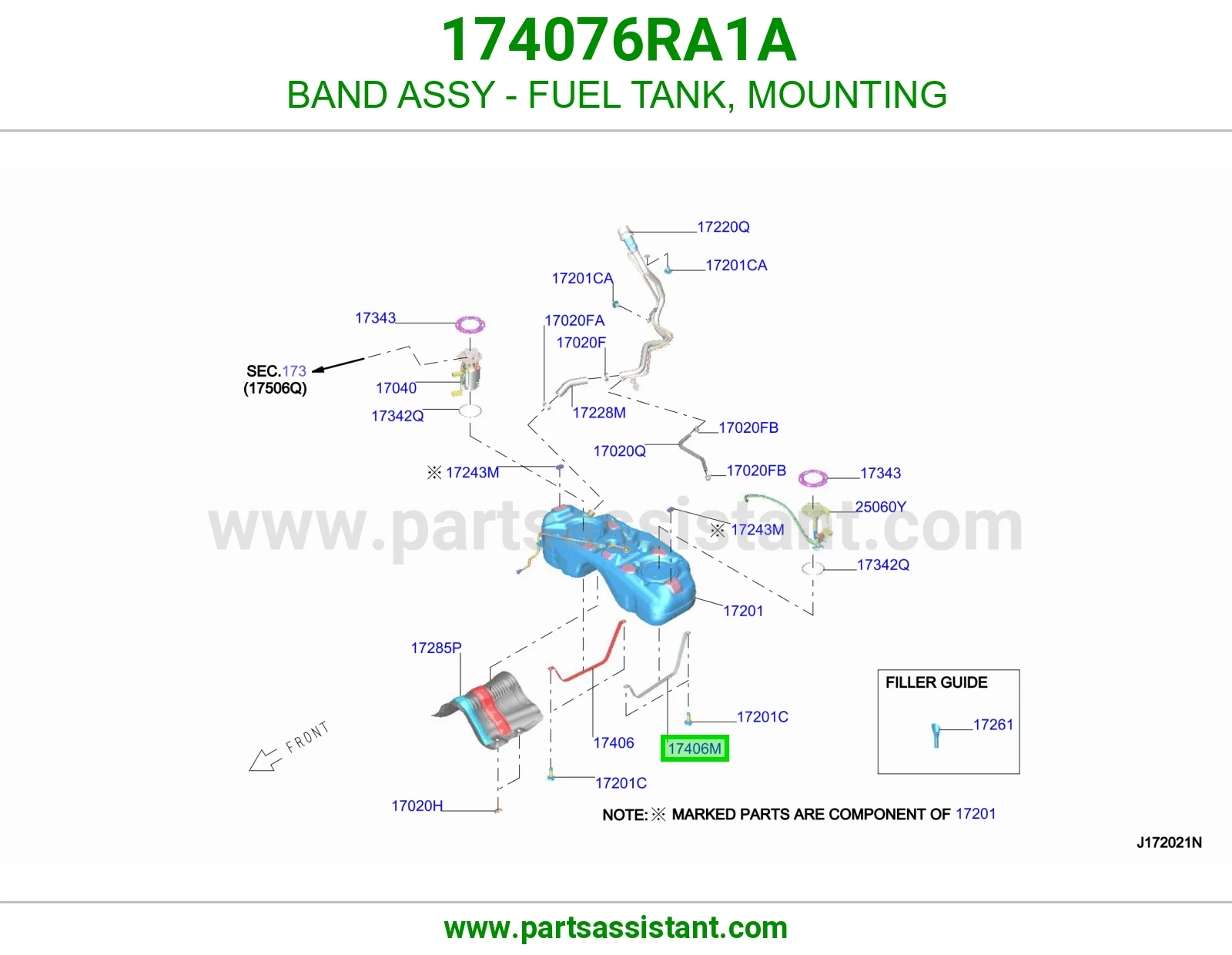 رباط تانكي بنزين كرسي كامل 174076RA1A