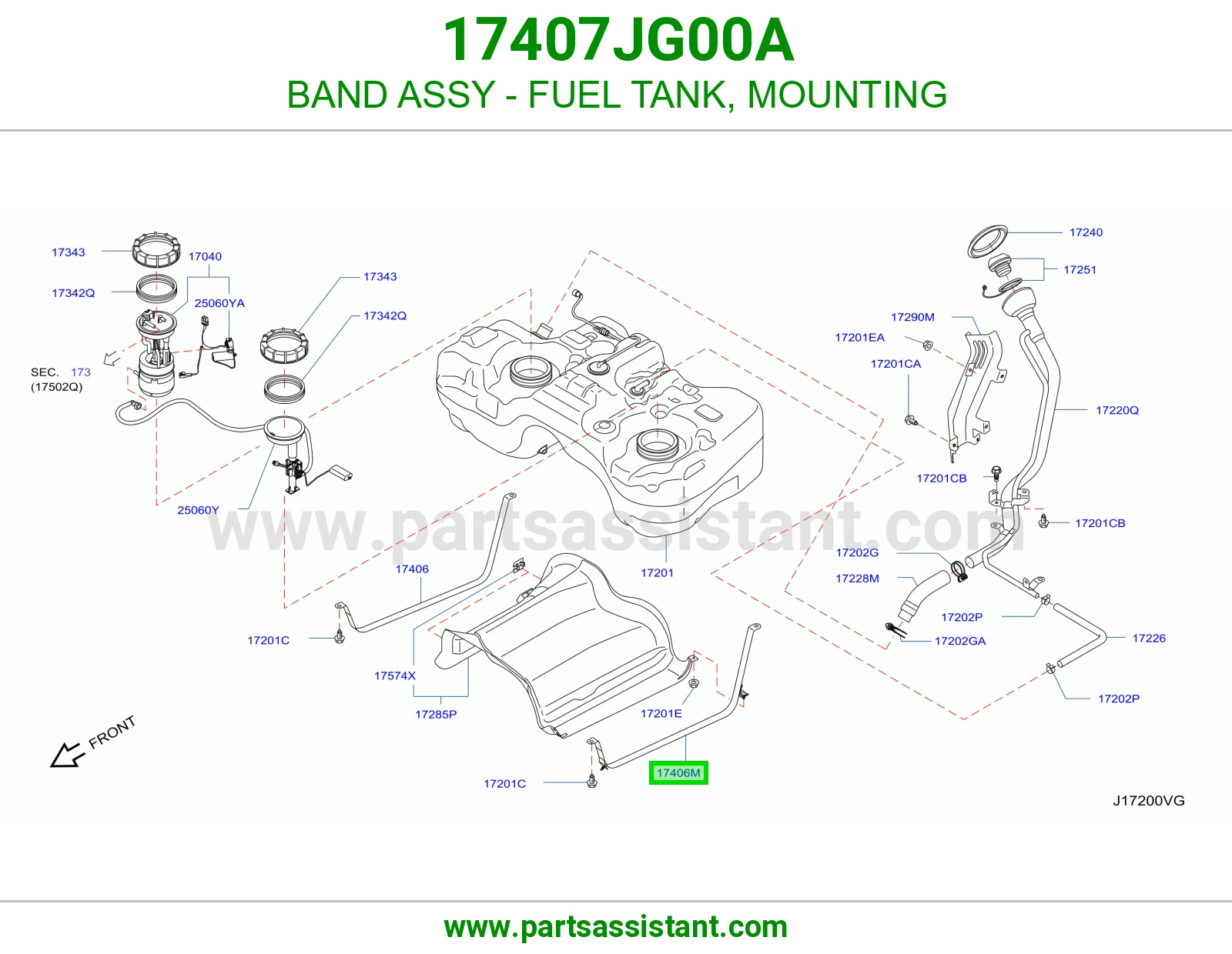 رباط تانكي بنزين كرسي كامل 17407JG00A