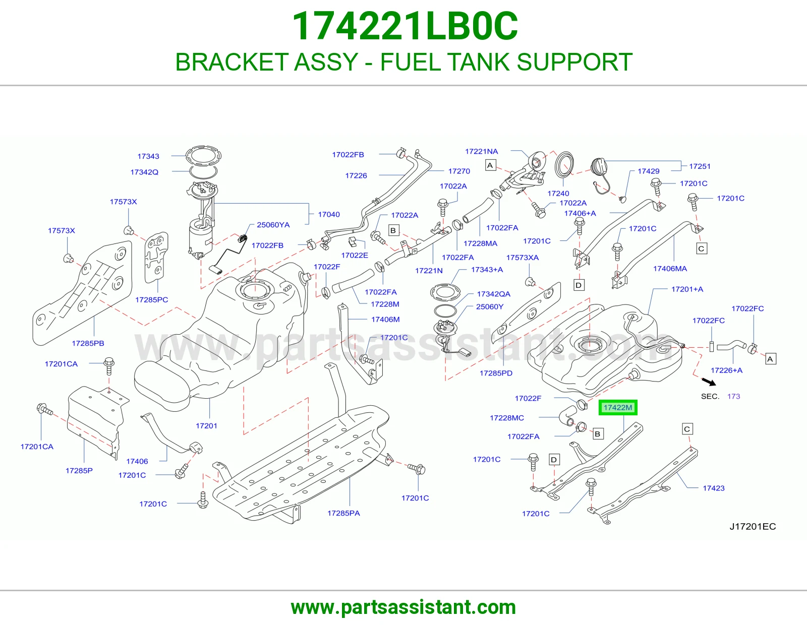 قاعدة دعامة تانكي بنزين كاملة 174221LB0C