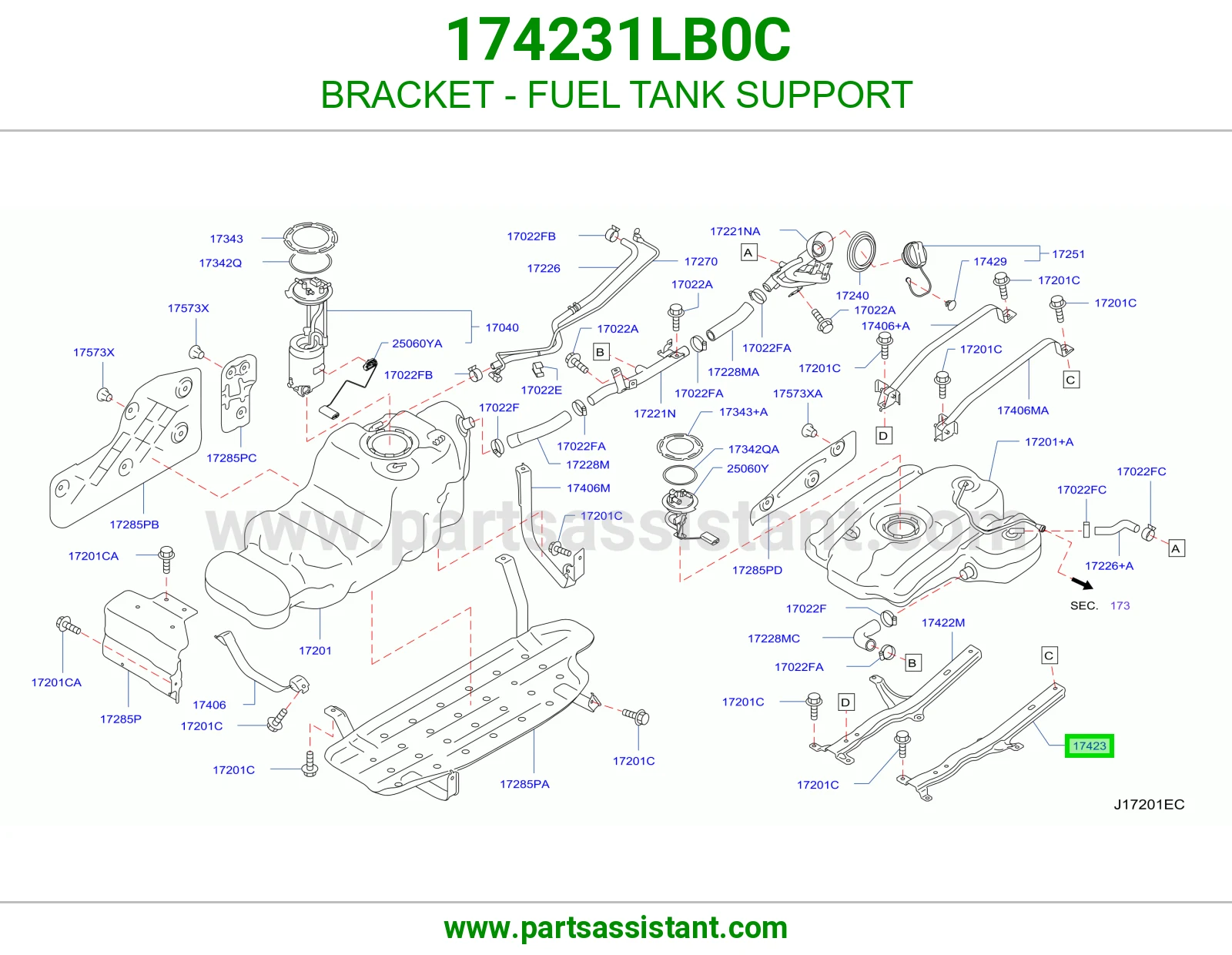 قاعدة دعامة تانكي بنزين 174231LB0C