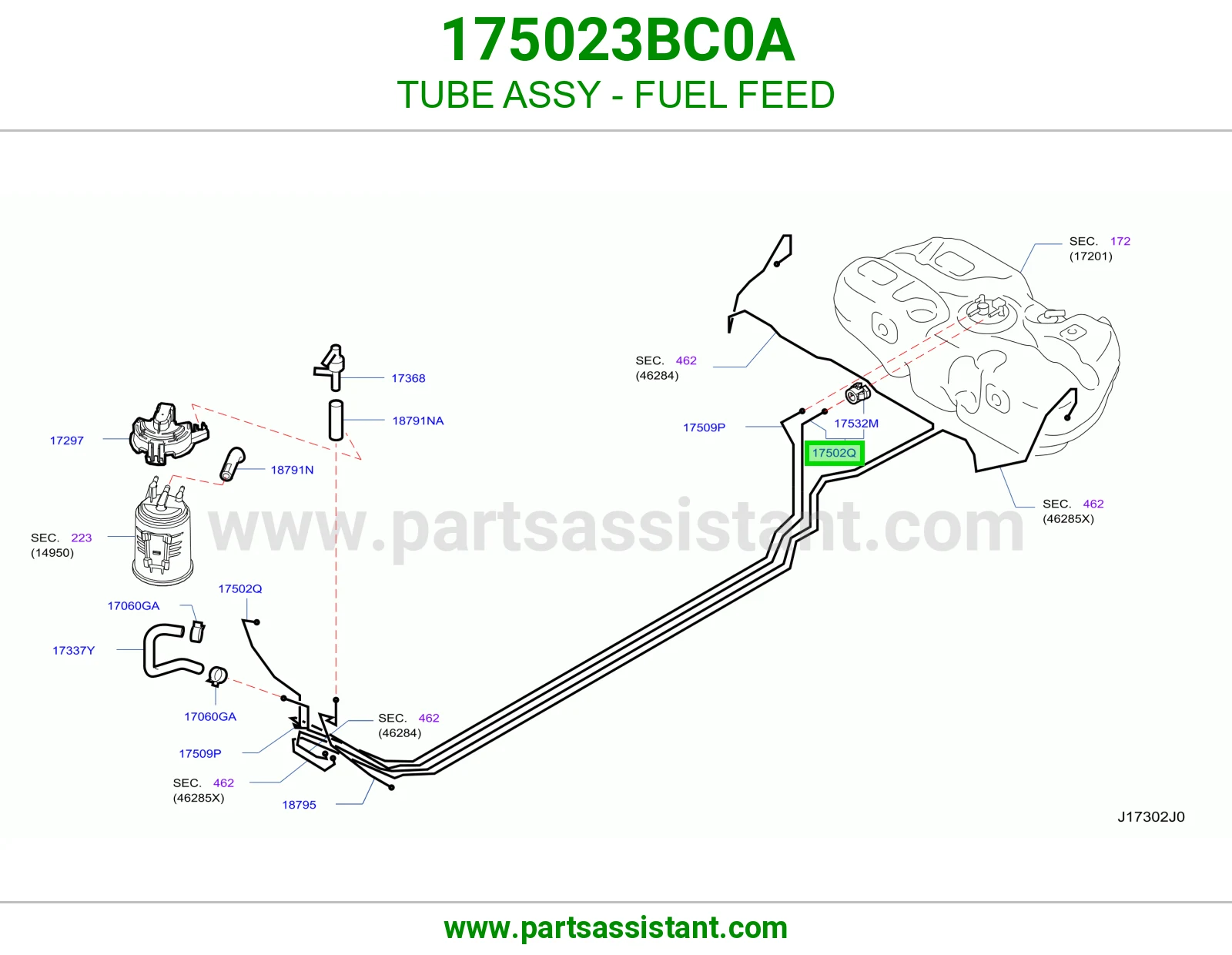 ماسورة تغذية بنزين كاملة 175023BC0A