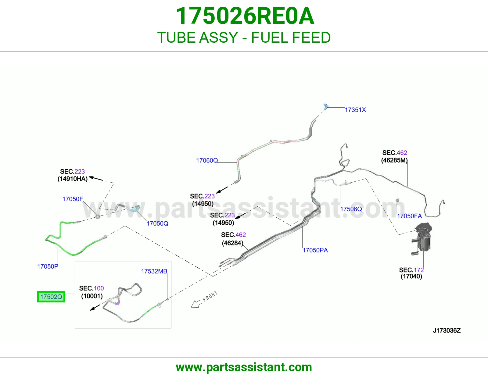 ماسورة تغذية بنزين كاملة 175026RE0A