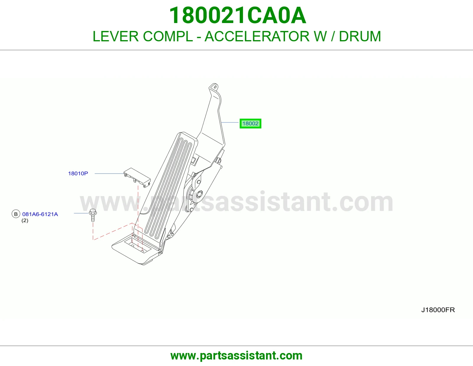 ذراع دعسة بنزين مع بكرة كامل 180021CA0A