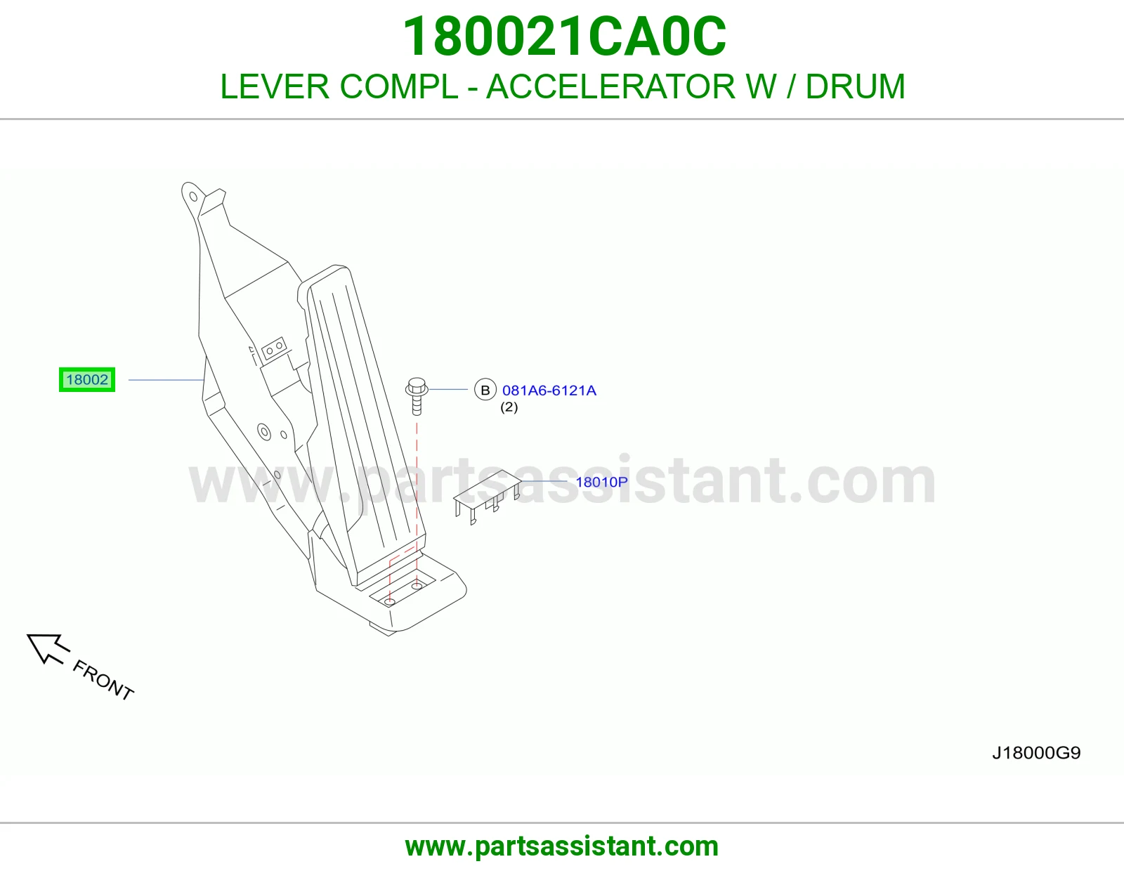 ذراع دعسة بنزين مع بكرة كامل 180021CA0C