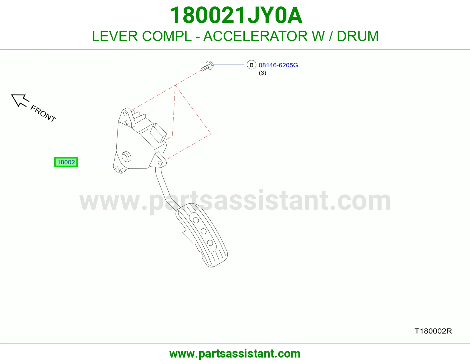 ذراع دعسة بنزين مع بكرة كامل 180021JY0A