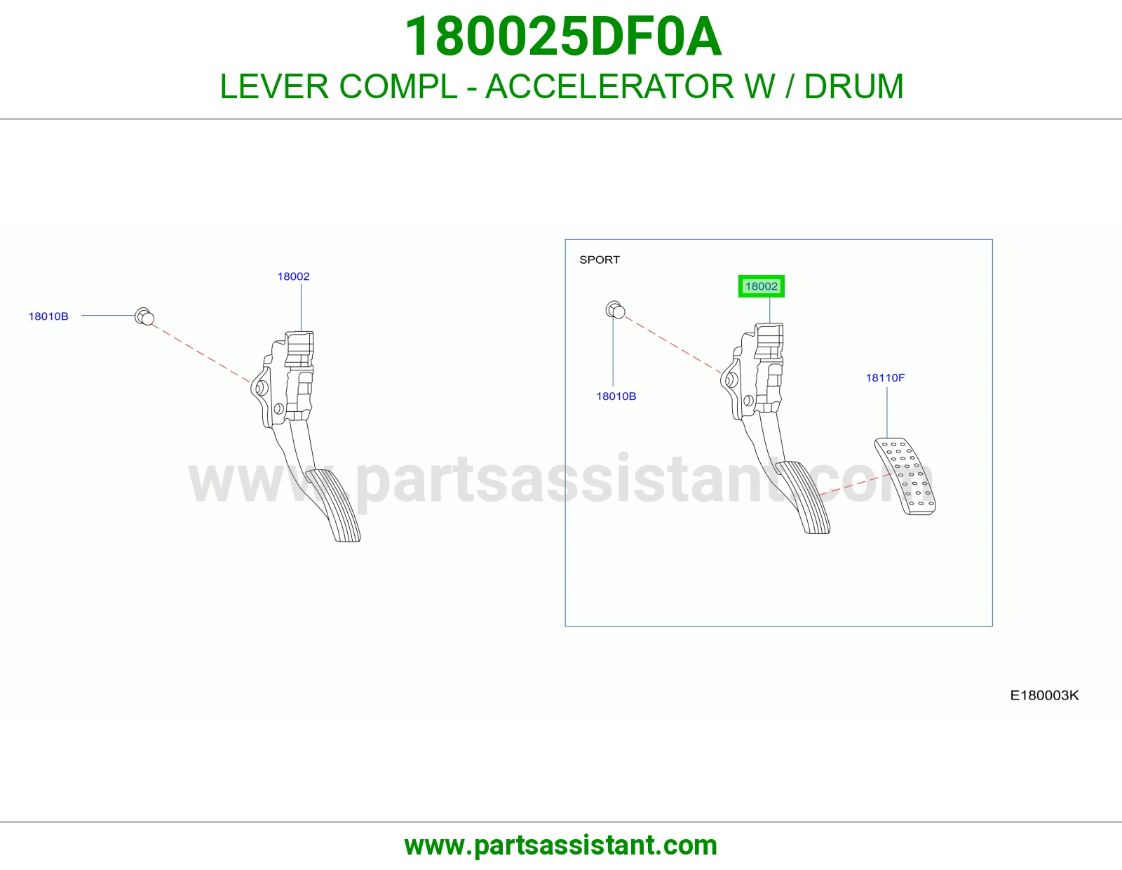 ذراع دعسة بنزين مع بكرة كامل 180025DF0A