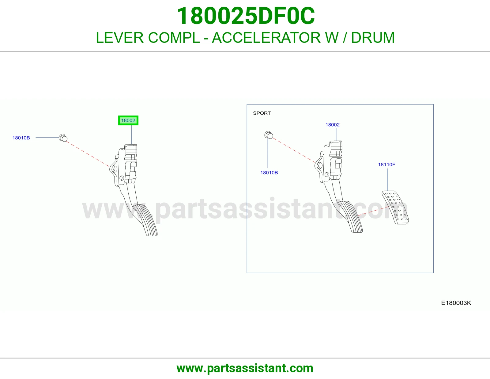 ذراع دعسة بنزين مع بكرة كامل 180025DF0C
