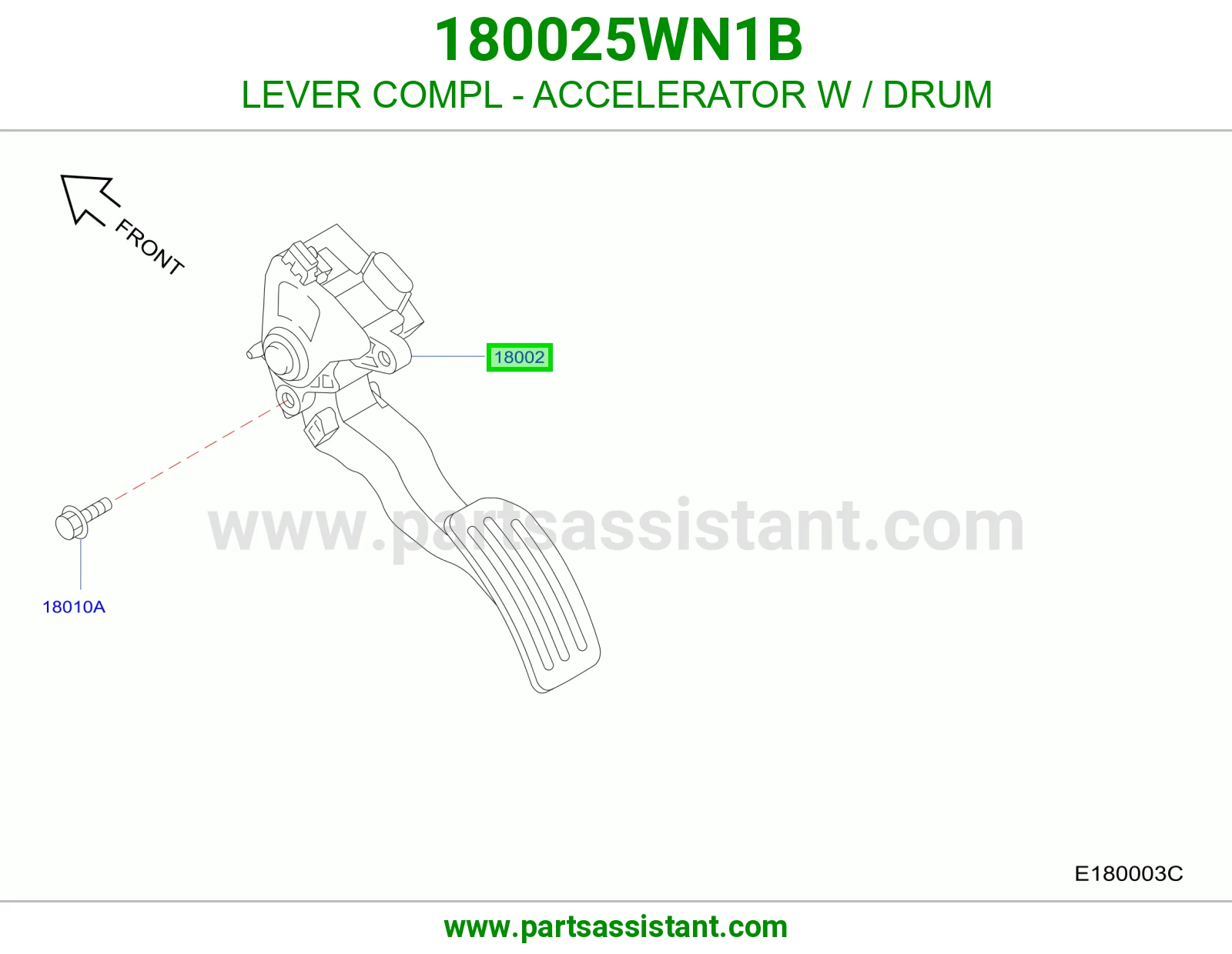 ذراع دعسة بنزين مع بكرة كامل 180025WN1B