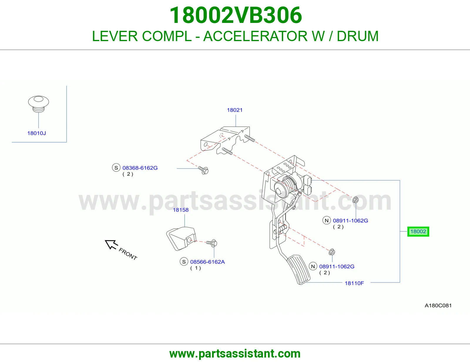 LEVER COMPL - ACCELERATOR W / DRUM 18002VB306