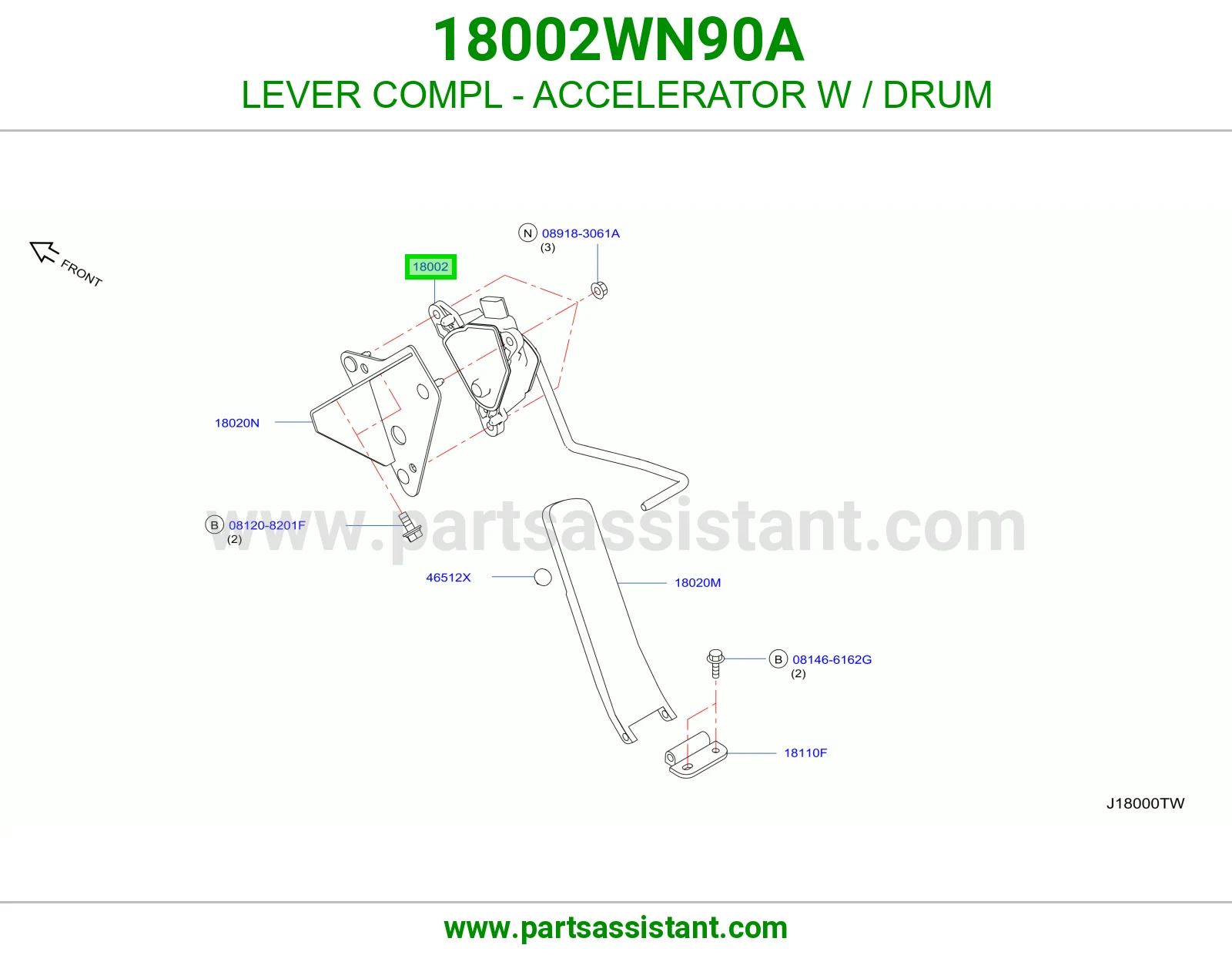 ذراع دعسة بنزين مع بكرة كامل 18002WN90A