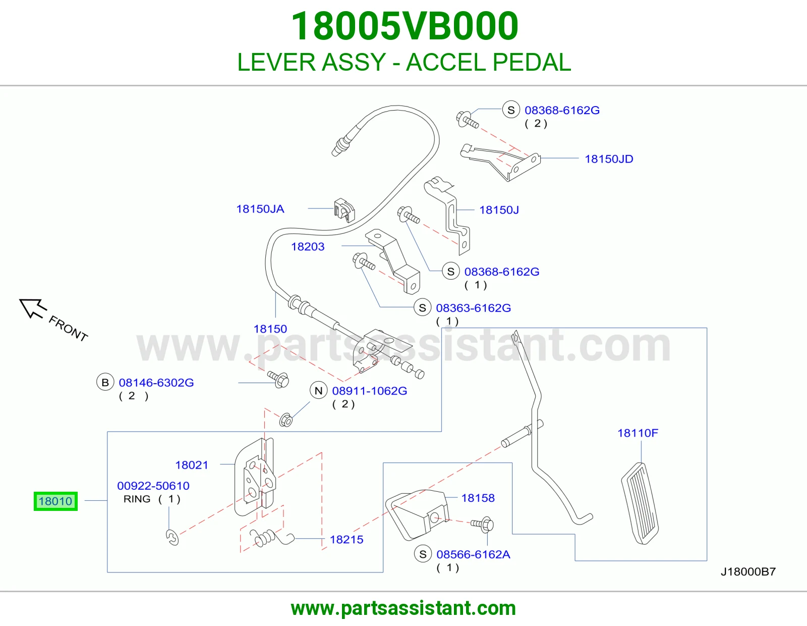 ذراع دعسة بنزين كامل 18005VB000