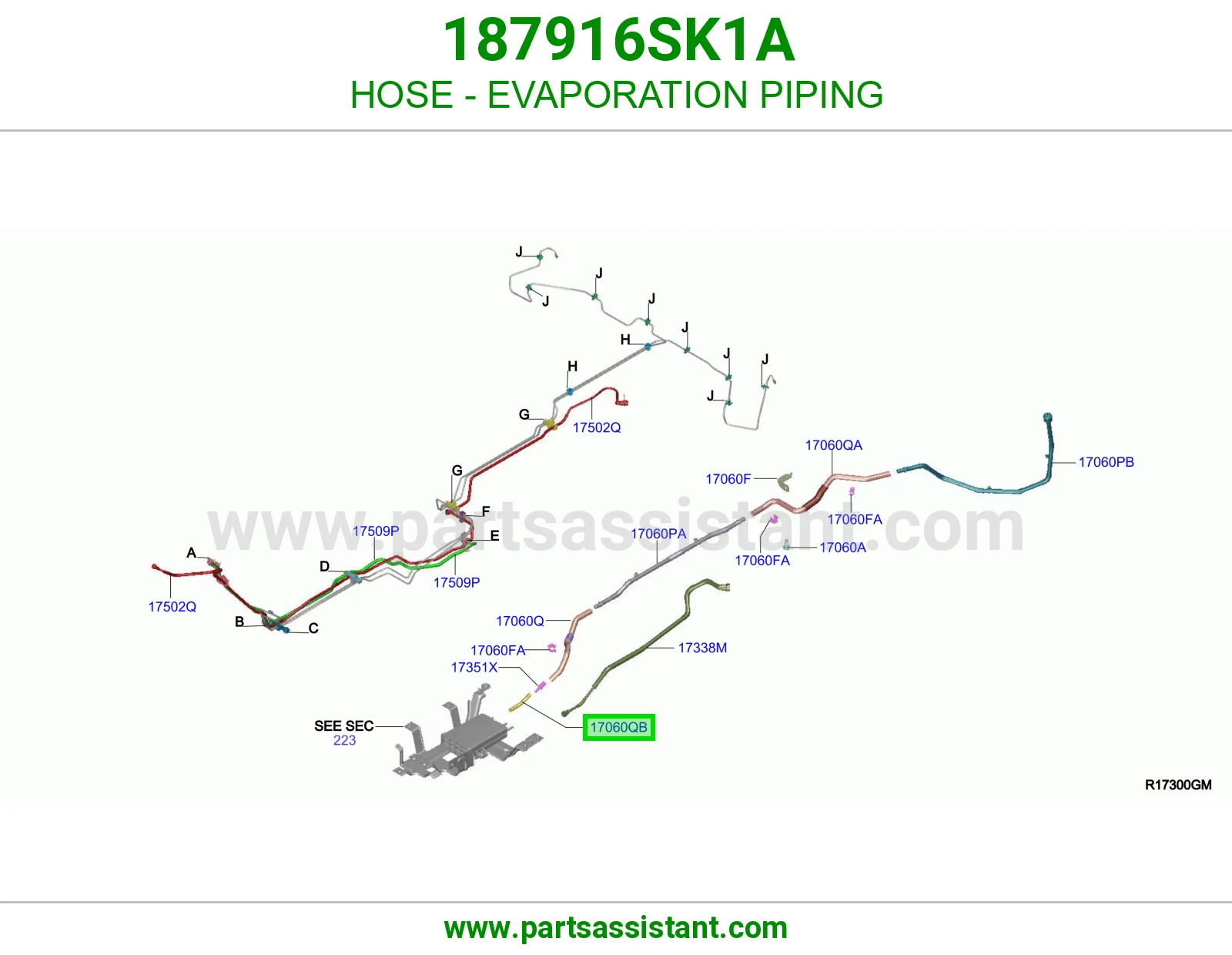 لي مواسير أبخرة البنزين 187916SK1A