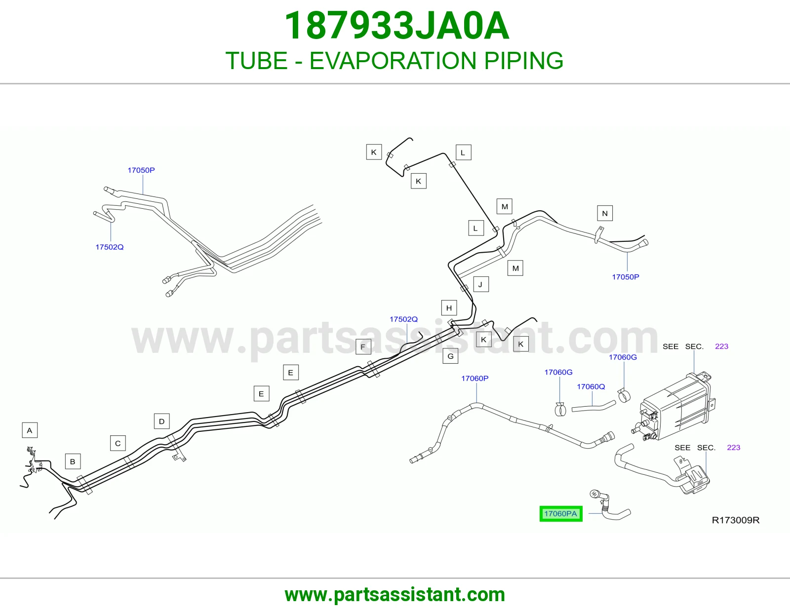 ماسورة مواسير أبخرة البنزين 187933JA0A