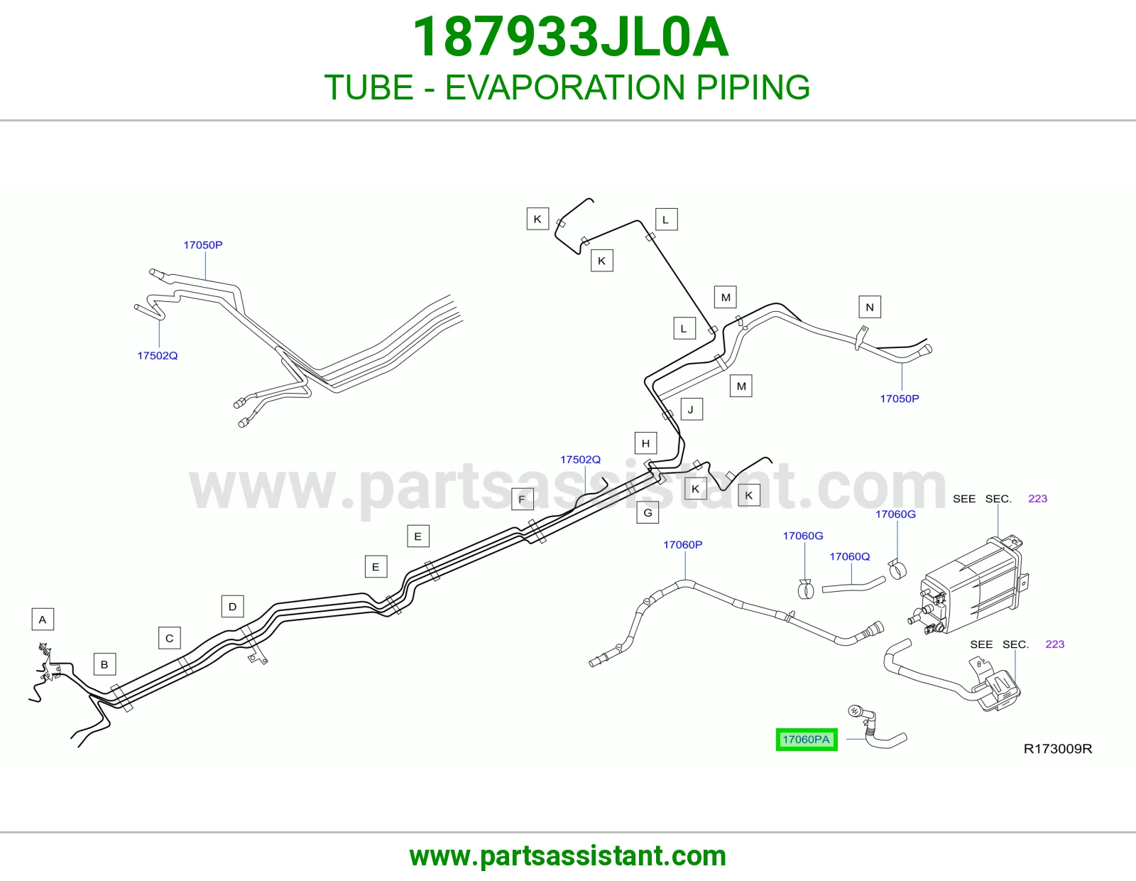 ماسورة مواسير أبخرة البنزين 187933JL0A