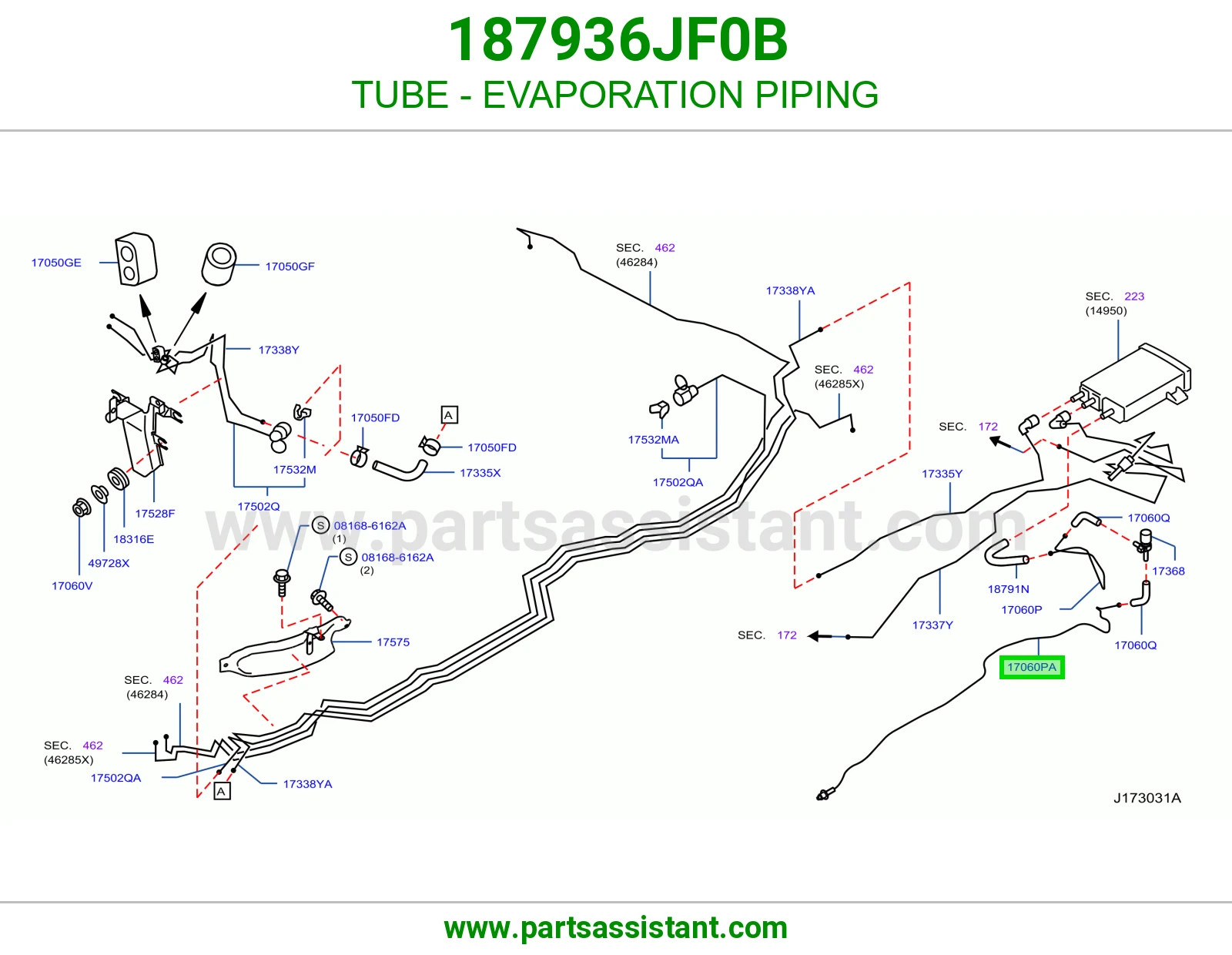 ماسورة مواسير أبخرة البنزين 187936JF0B