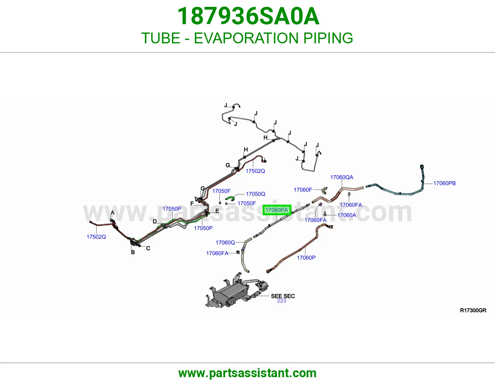 ماسورة مواسير أبخرة البنزين 187936SA0A